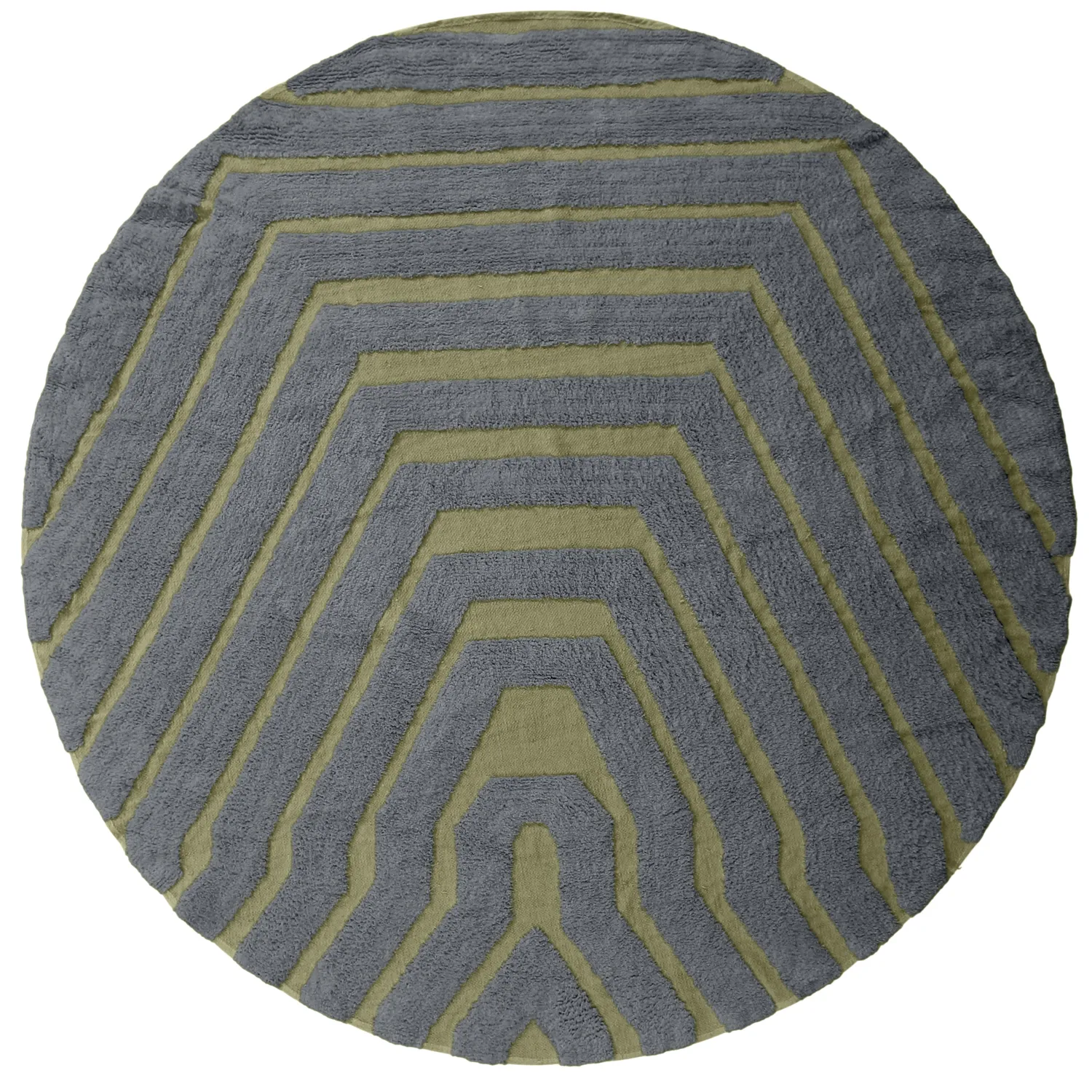 Rond vloerkleed - Callista Natural Cotton Shaggy (zwart/groen)