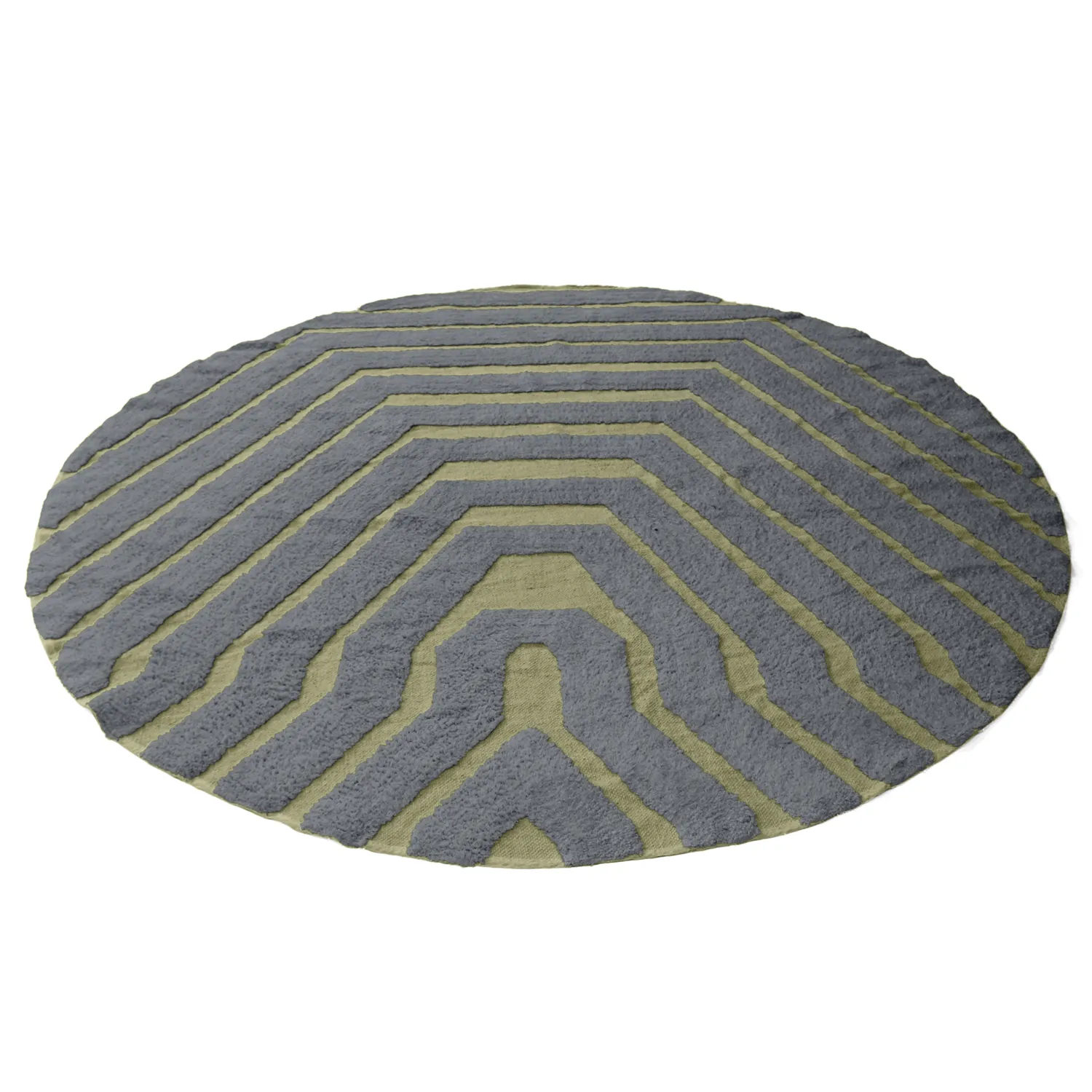 Rond vloerkleed - Callista Natural Cotton Shaggy (zwart/groen)