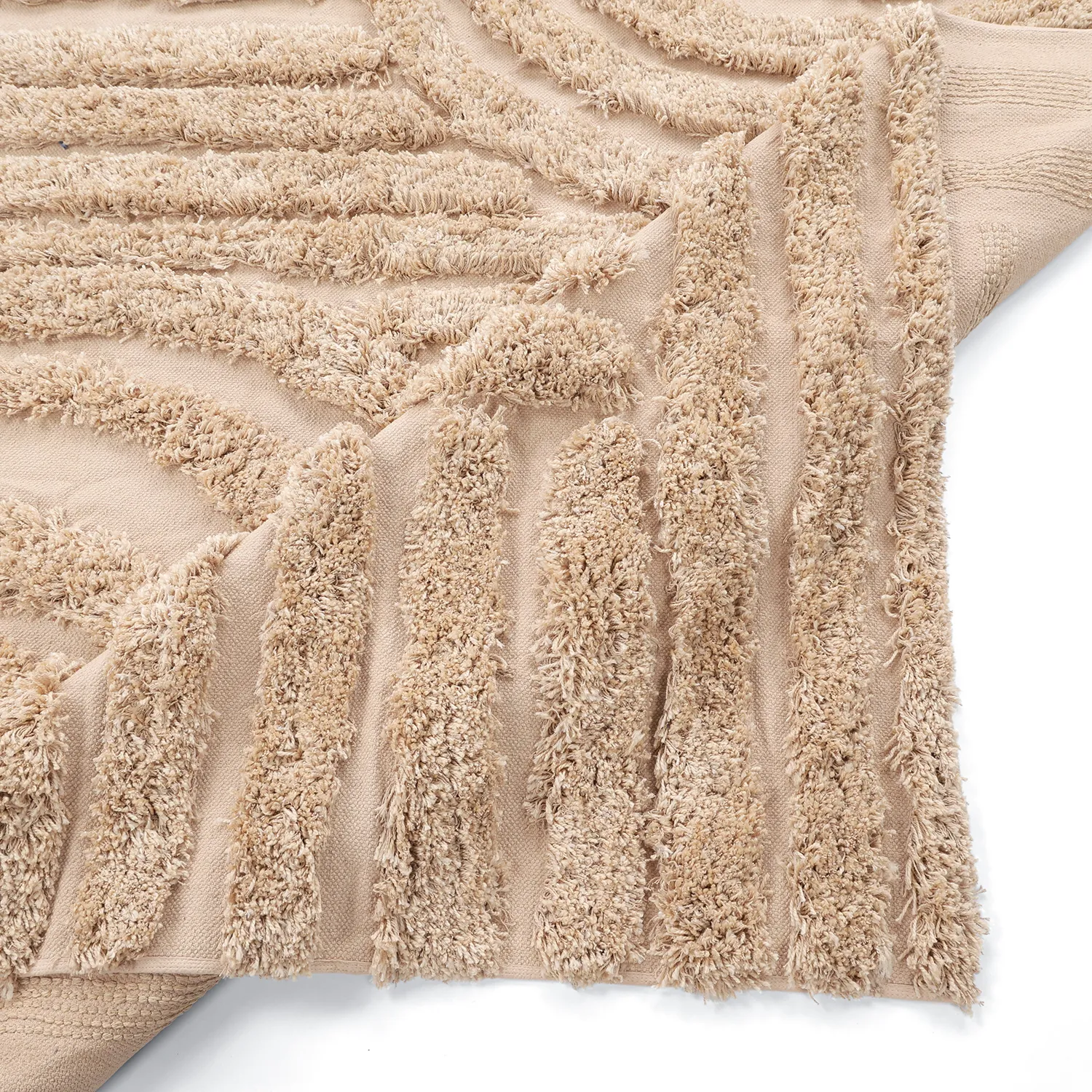 Hoogpolig vloerkleed - Cazorla Natural Cotton Shaggy (beige)
