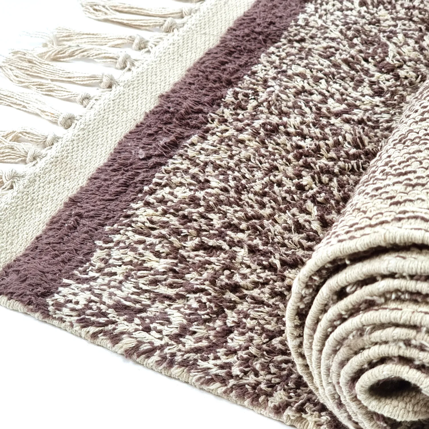 Hoogpolig vloerkleed - Celina Natural Cotton Shaggy (beige/bruin)