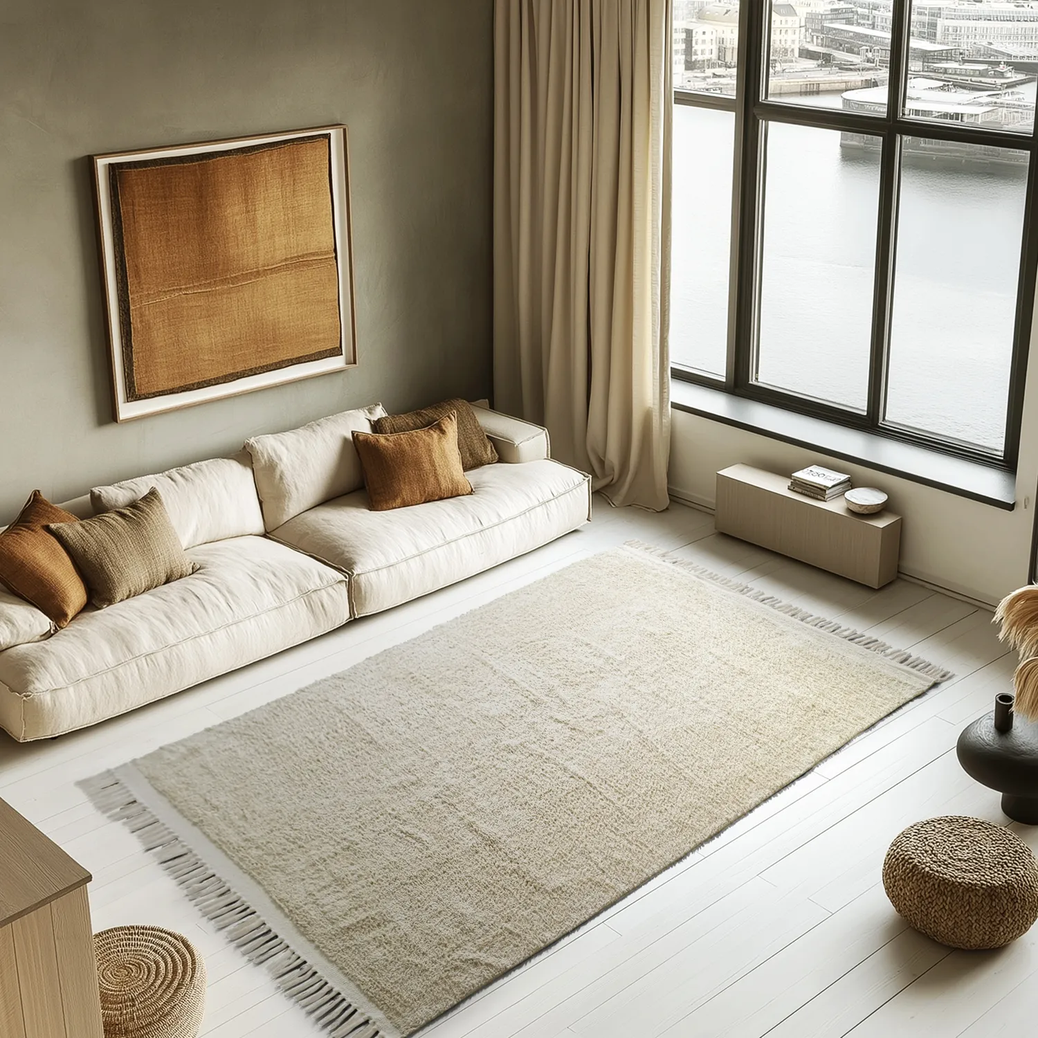 Hoogpolig vloerkleed - Celina Natural Cotton Shaggy (gebroken wit/beige)