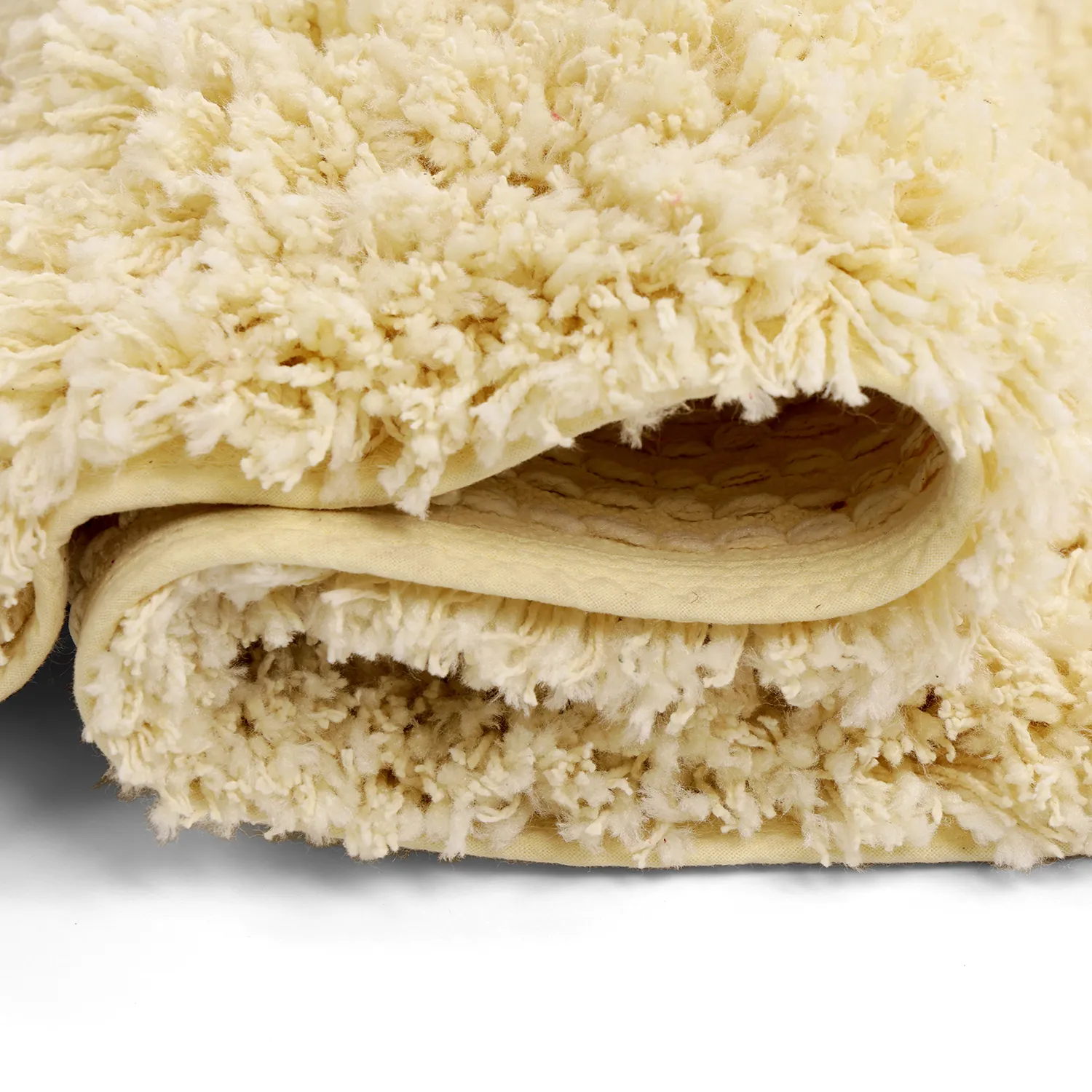 Hoogpolig vloerkleed - Combarro Solid Cotton Shaggy (lichtgeel)