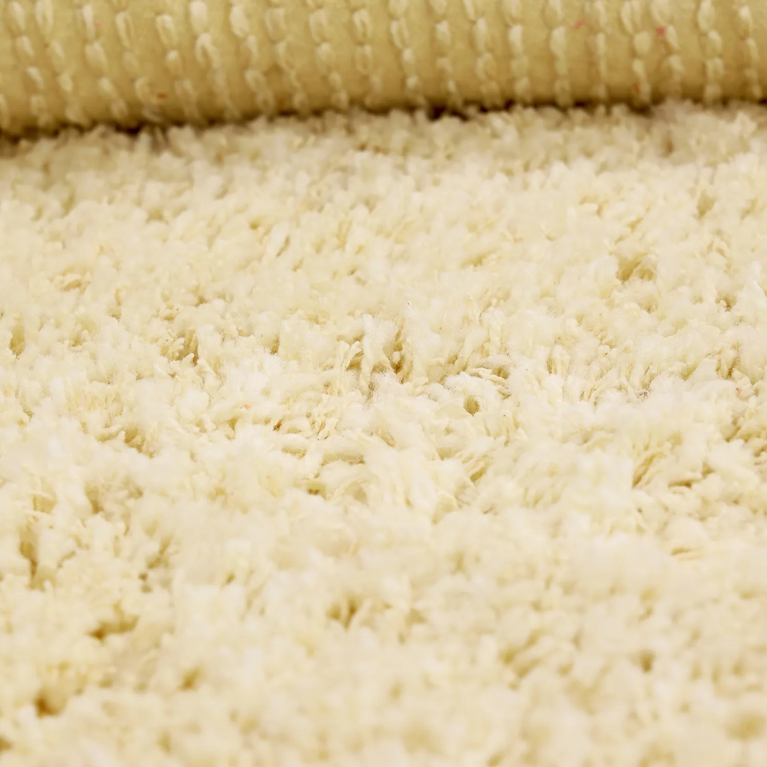 Hoogpolig vloerkleed - Combarro Solid Cotton Shaggy (lichtgeel)