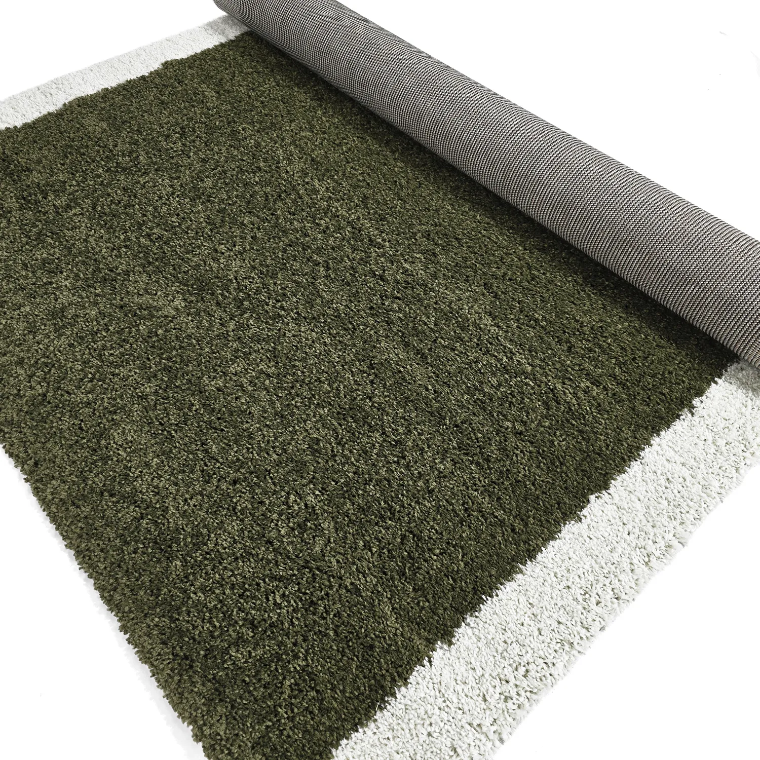Hoogpolig vloerkleed - Conques (groen/wit)