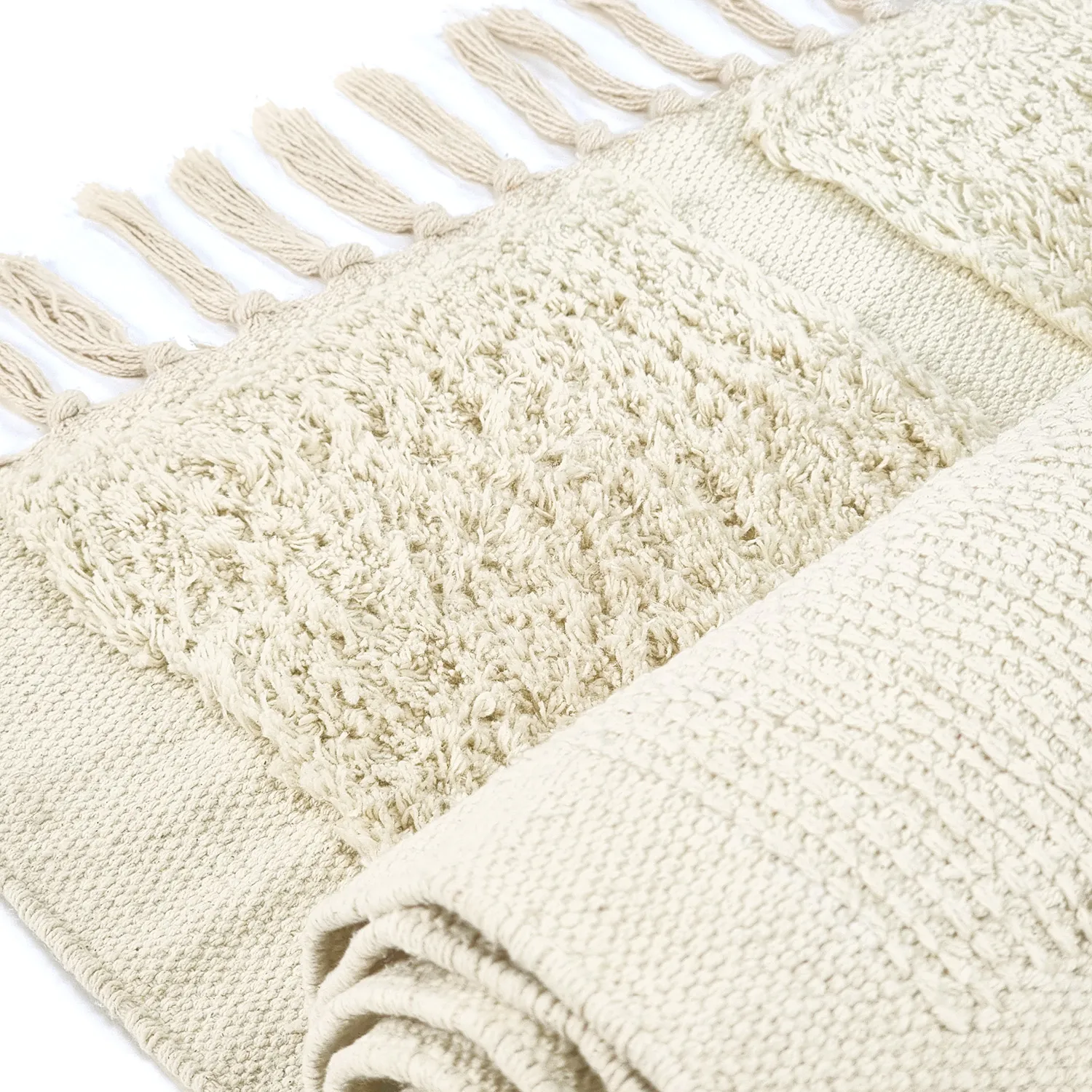 Hoogpolig vloerkleed - Cyrus Natural Cotton Shaggy (beige)