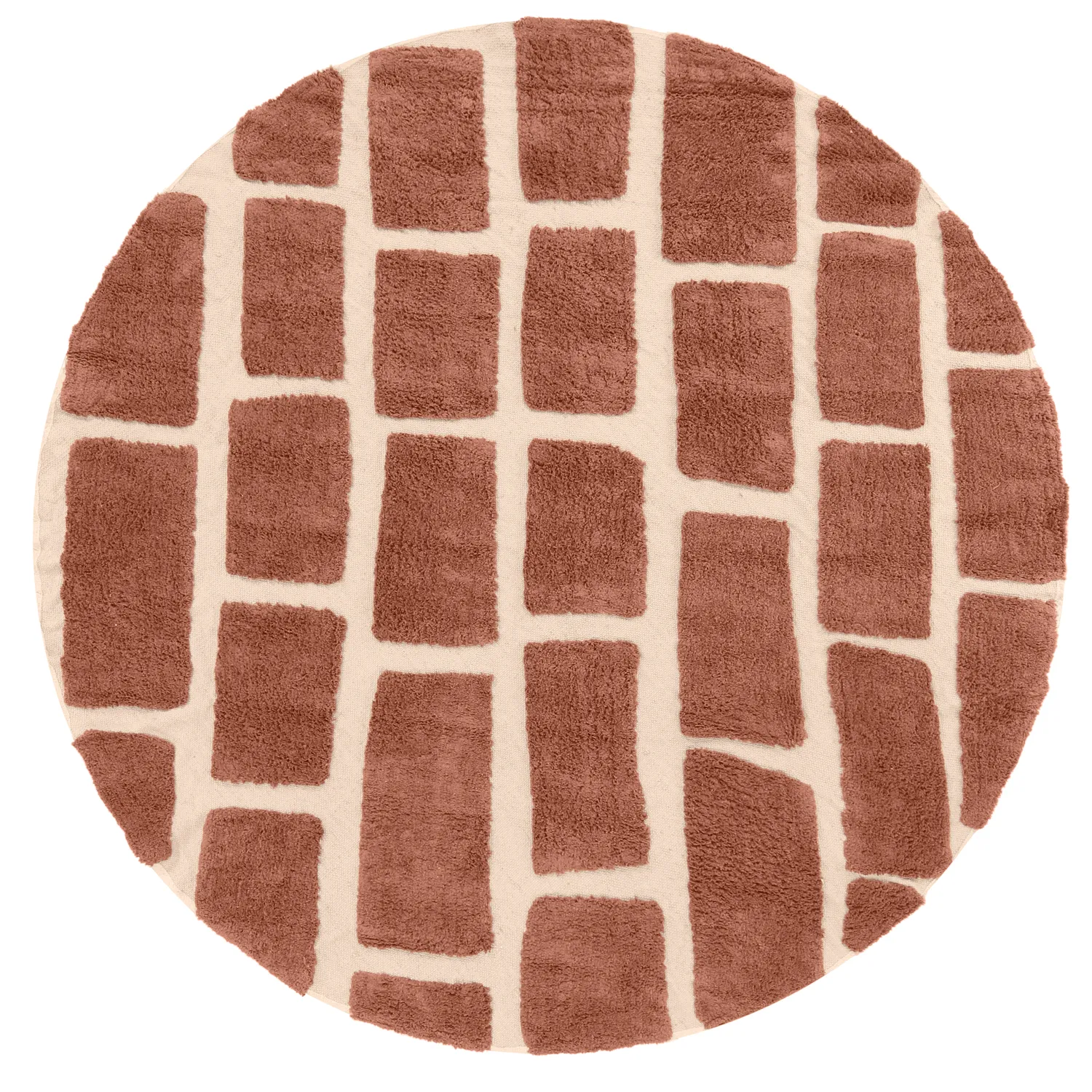 Rond vloerkleed - Cyrus Natural Cotton Shaggy (bruin)