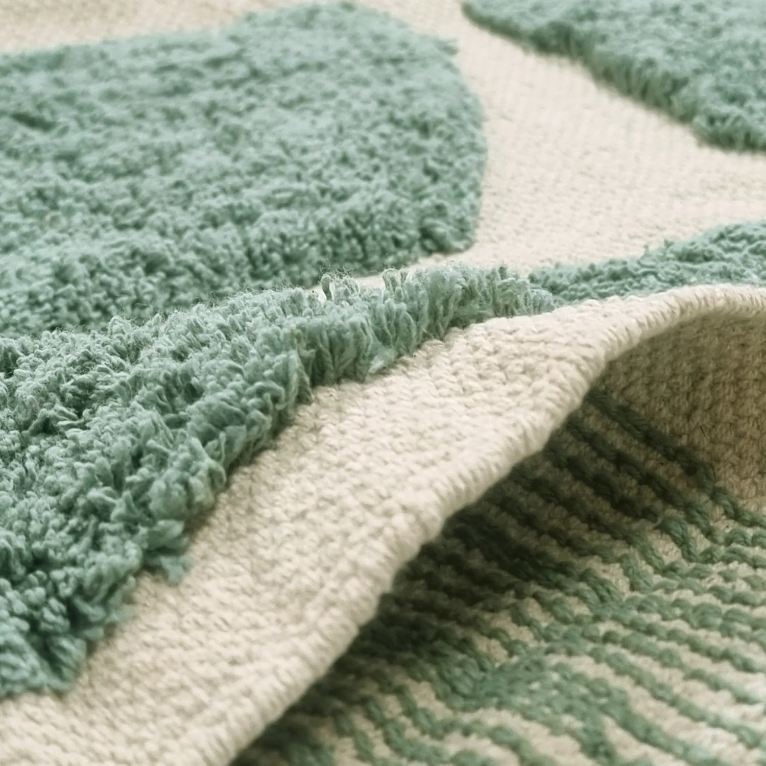Hoogpolig vloerkleed - Cyrus Natural Cotton Shaggy (groente)