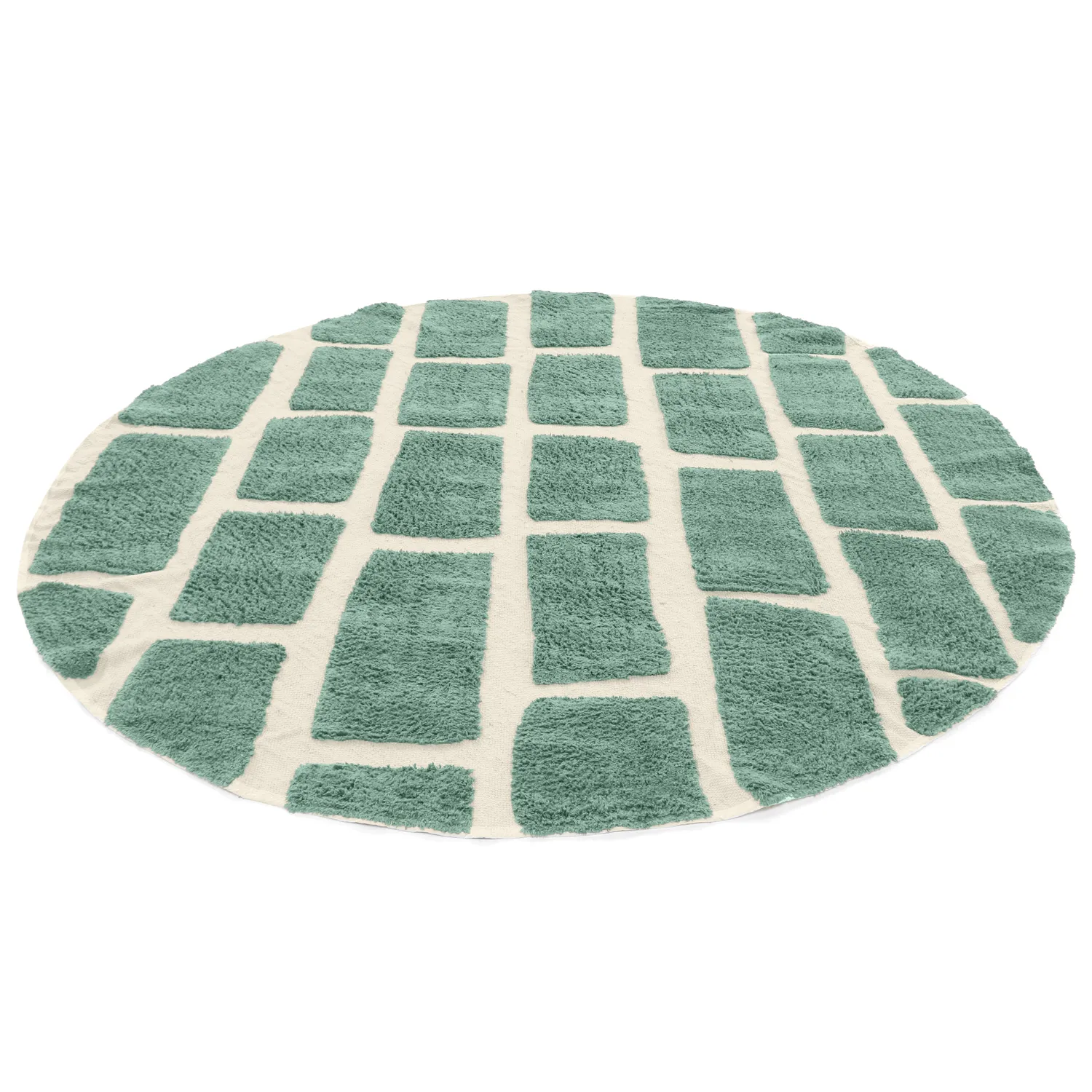 Rond vloerkleed - Cyrus Natural Cotton Shaggy (groente)