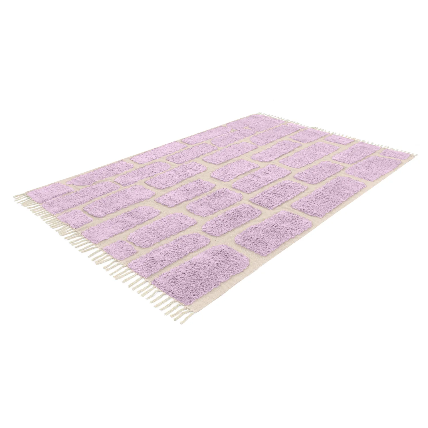 Hoogpolig vloerkleed - Cyrus Natural Cotton Shaggy (paars)
