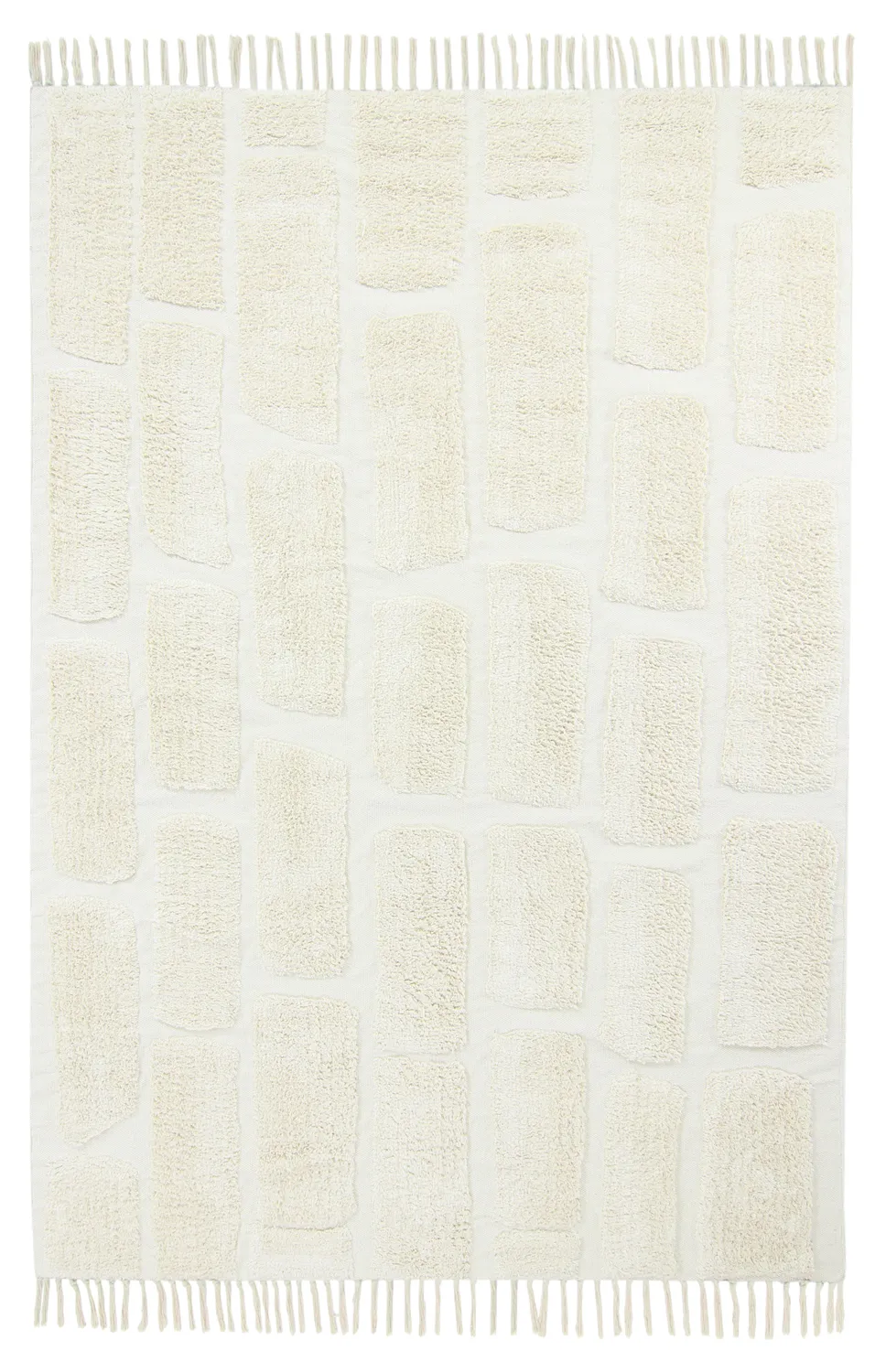 Hoogpolig vloerkleed - Cyrus Natural Cotton Shaggy (gebroken wit)