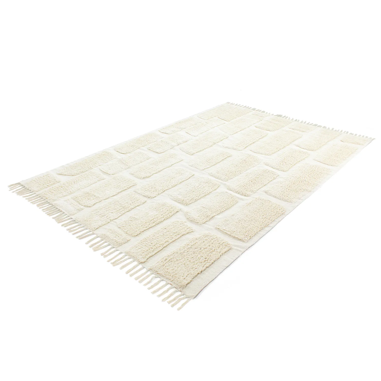 Hoogpolig vloerkleed - Cyrus Natural Cotton Shaggy (gebroken wit)