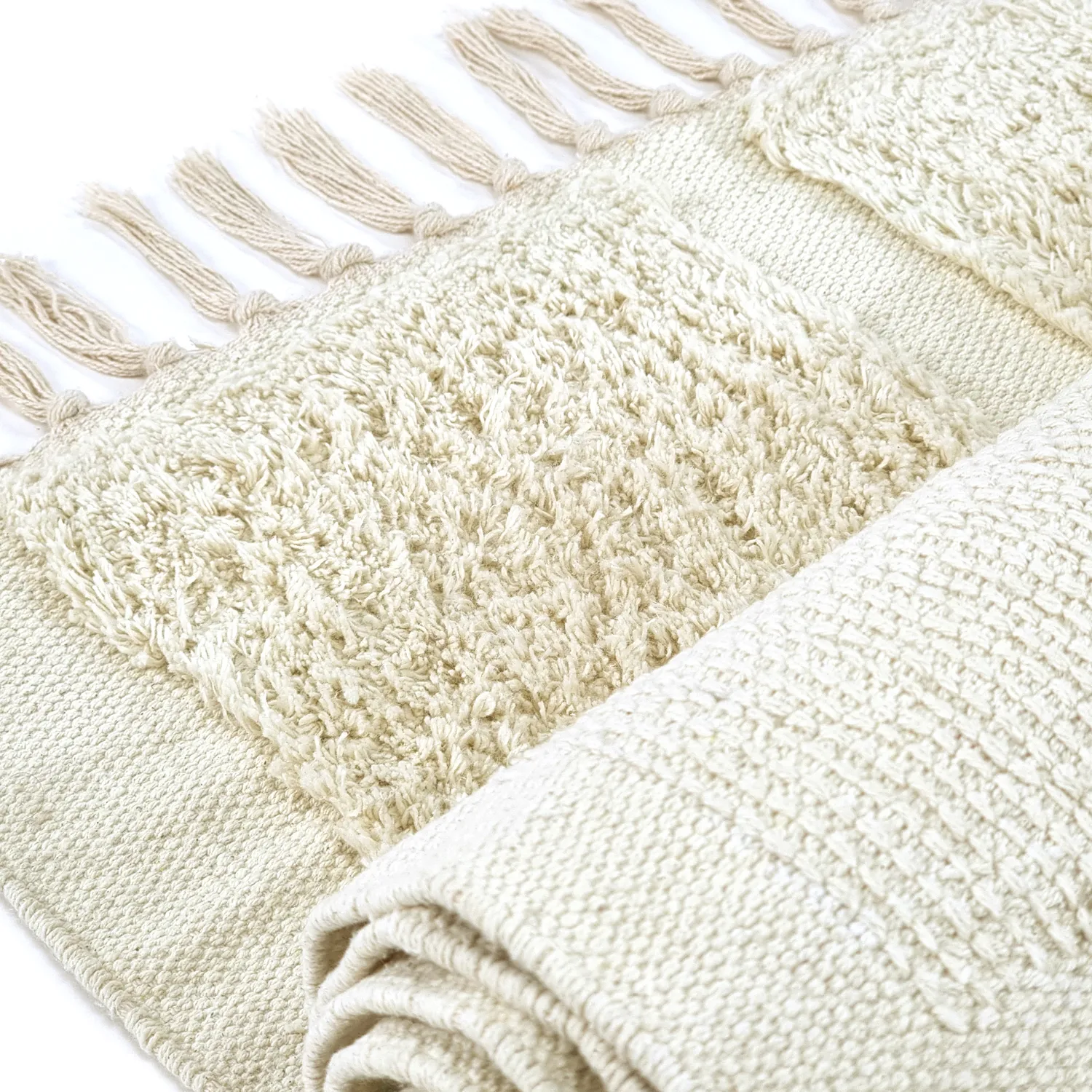 Hoogpolig vloerkleed - Cyrus Natural Cotton Shaggy (gebroken wit)