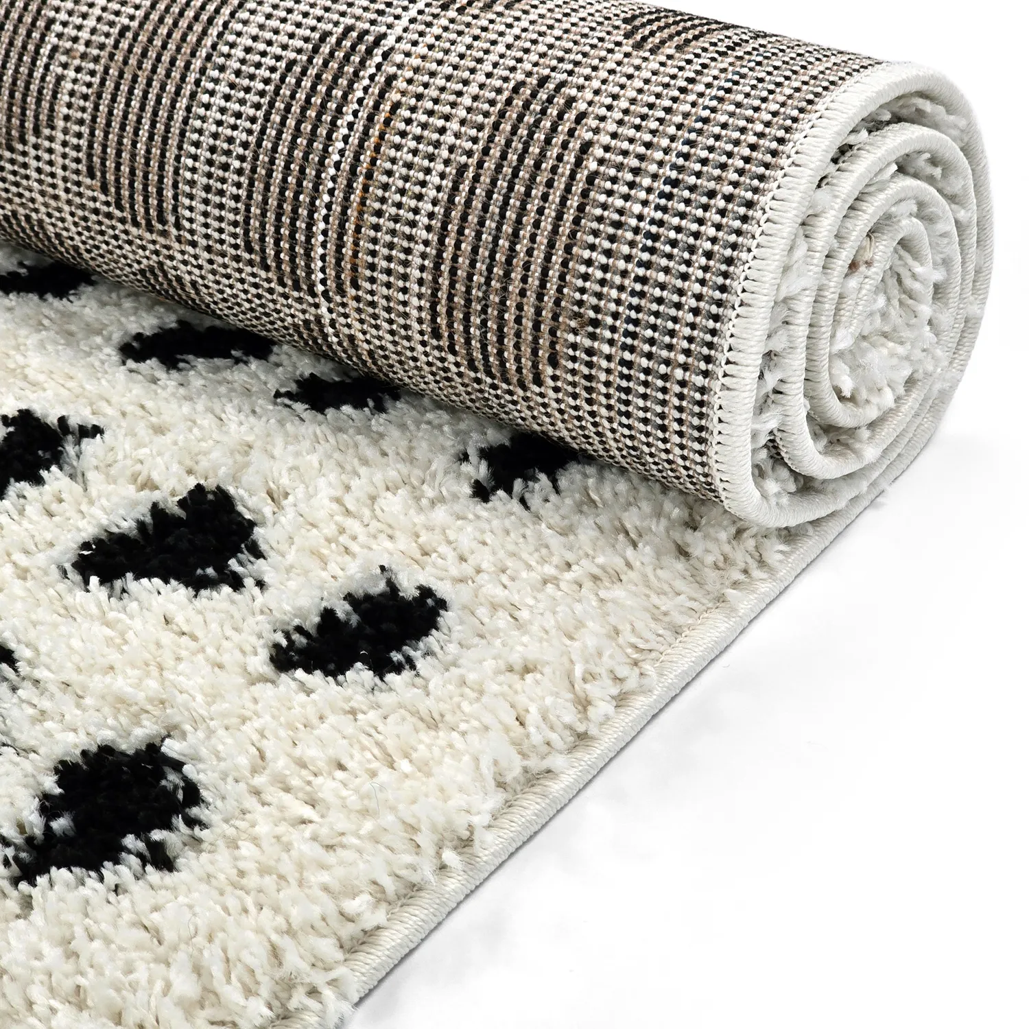Hoogpolig vloerkleed - Dotty (zwart/wit)