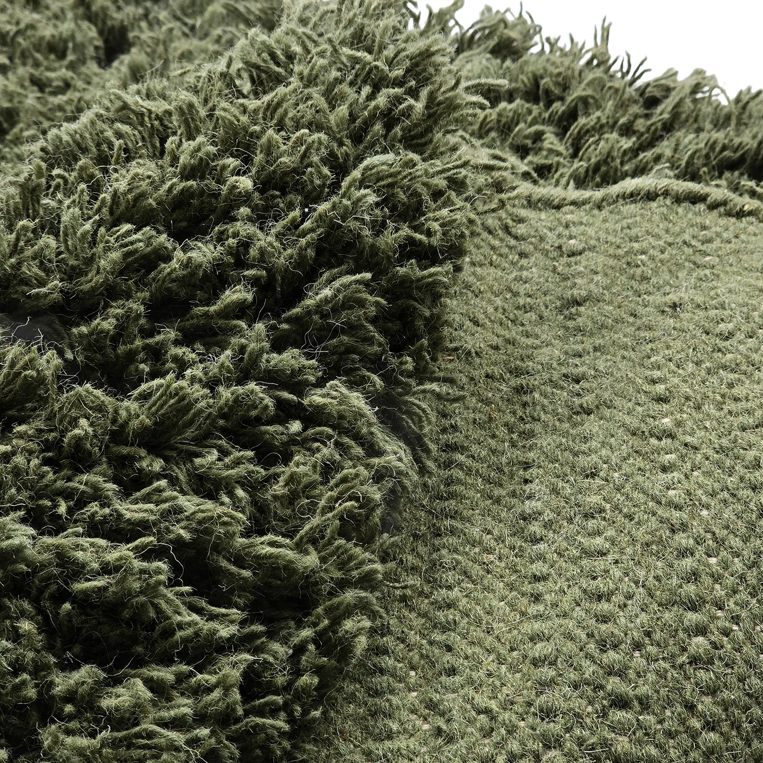 Rond vloerkleed - Fassale Hand Woven Wool Shaggy (mosgroen)