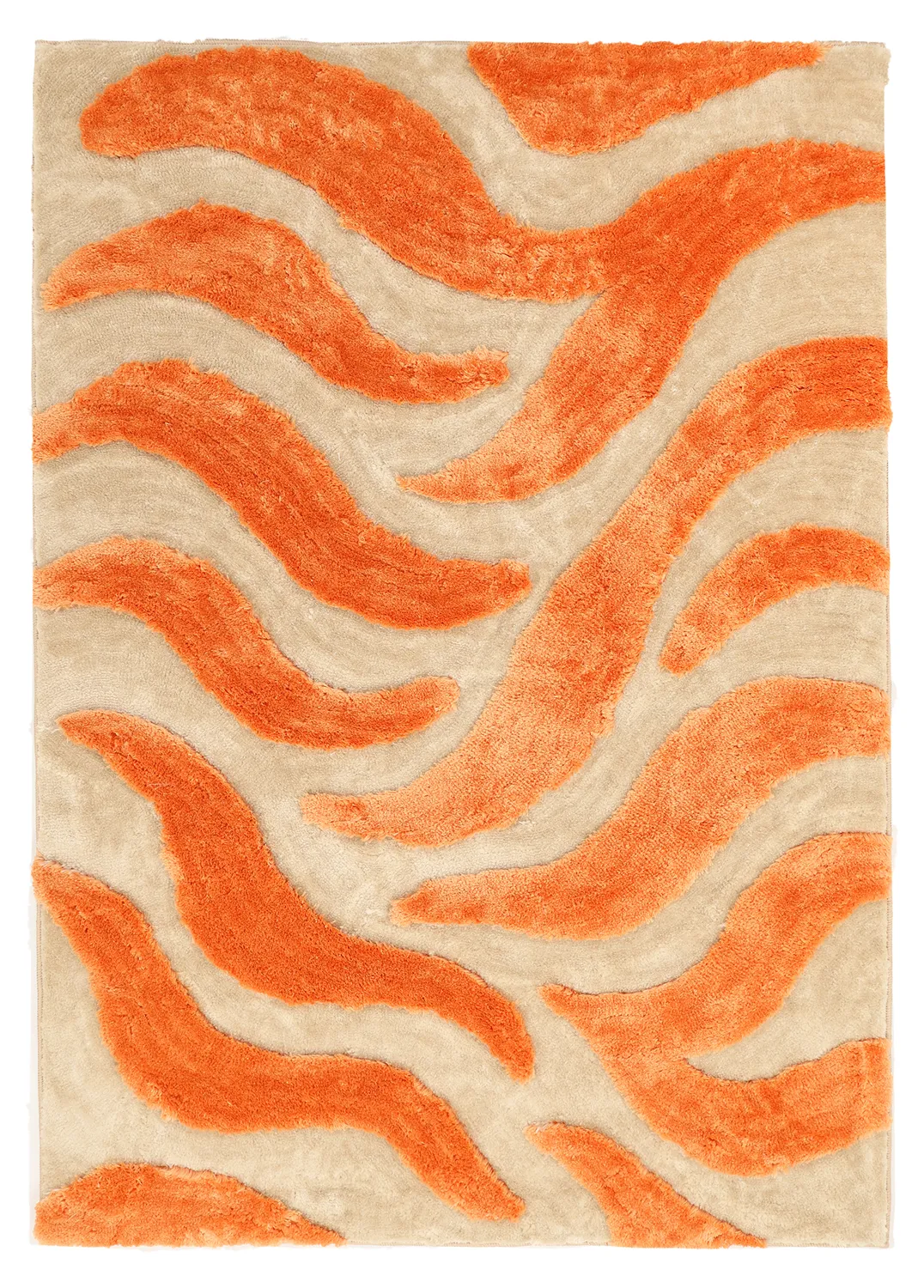 Hoogpolig vloerkleed - Fergana (crème/oranje)