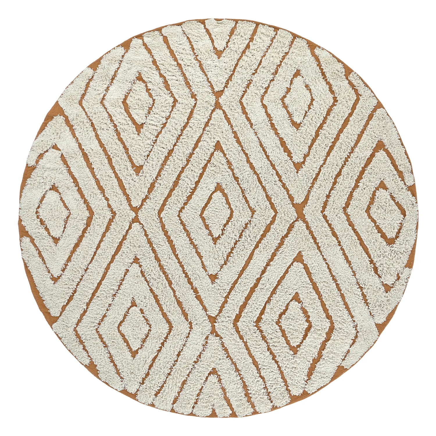 Ronde vloerkleden - Holwell Natural Cotton Shaggy (gebroken wit/bruin)