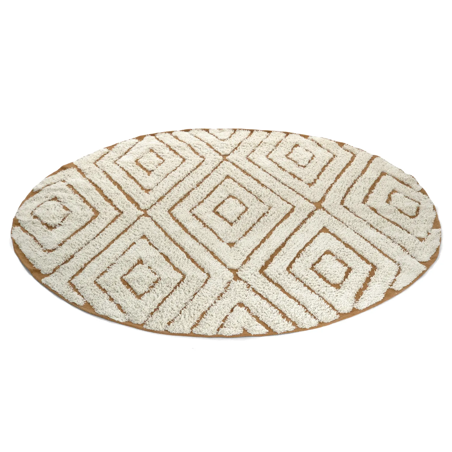 Ronde vloerkleden - Holwell Natural Cotton Shaggy (gebroken wit/bruin)