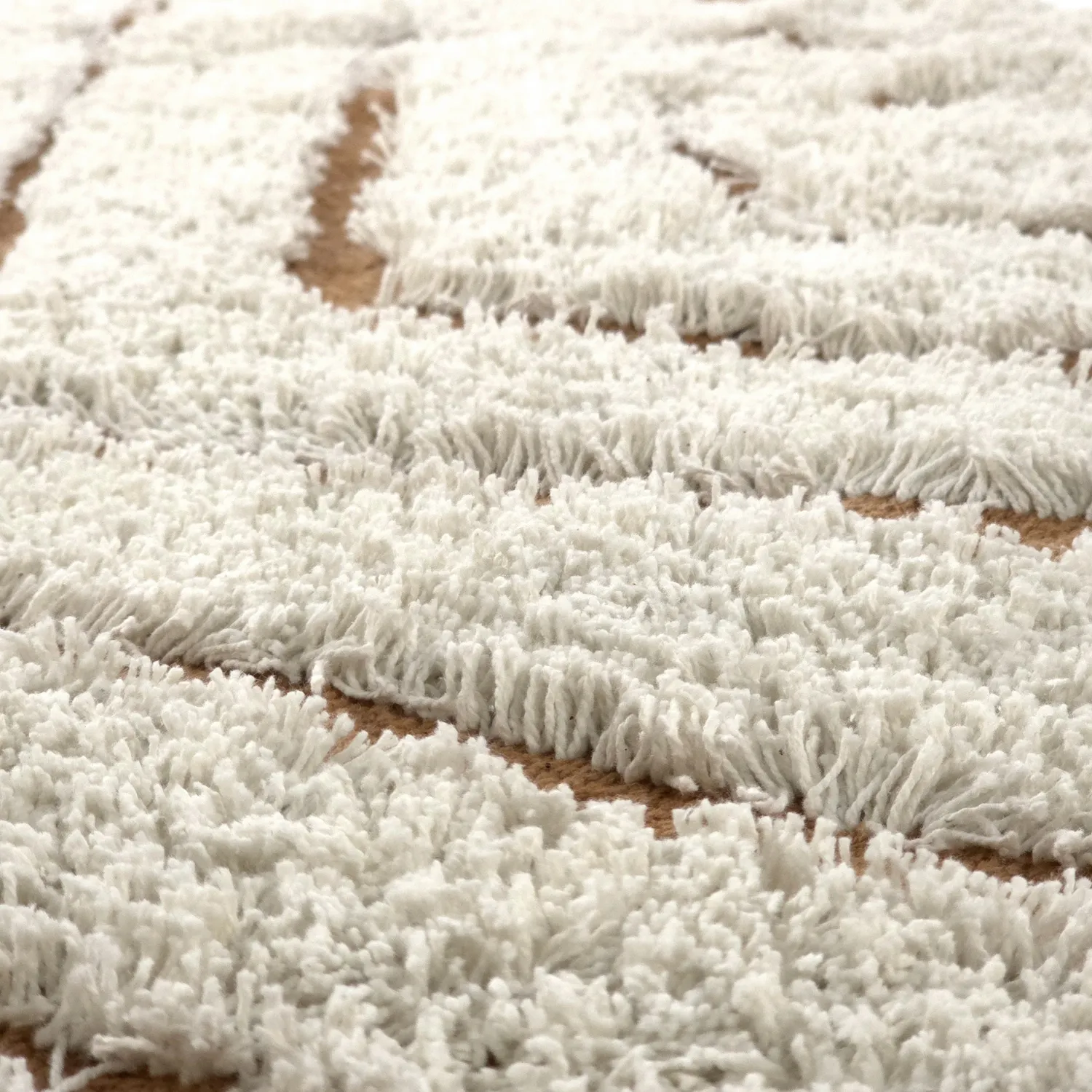 Ronde vloerkleden - Holwell Natural Cotton Shaggy (gebroken wit/bruin)