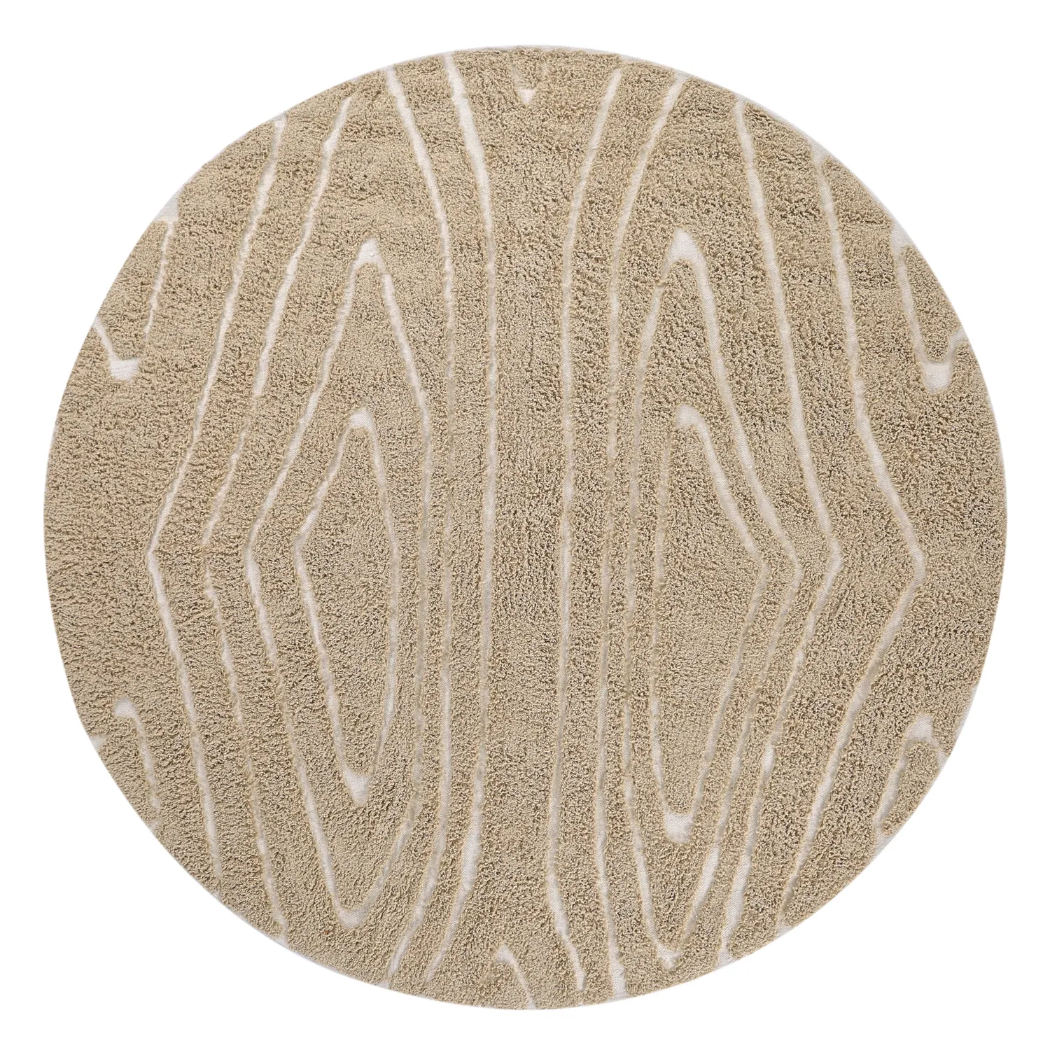 Ronde vloerkleden - Kindon Natural Cotton Shaggy (beige/wit)