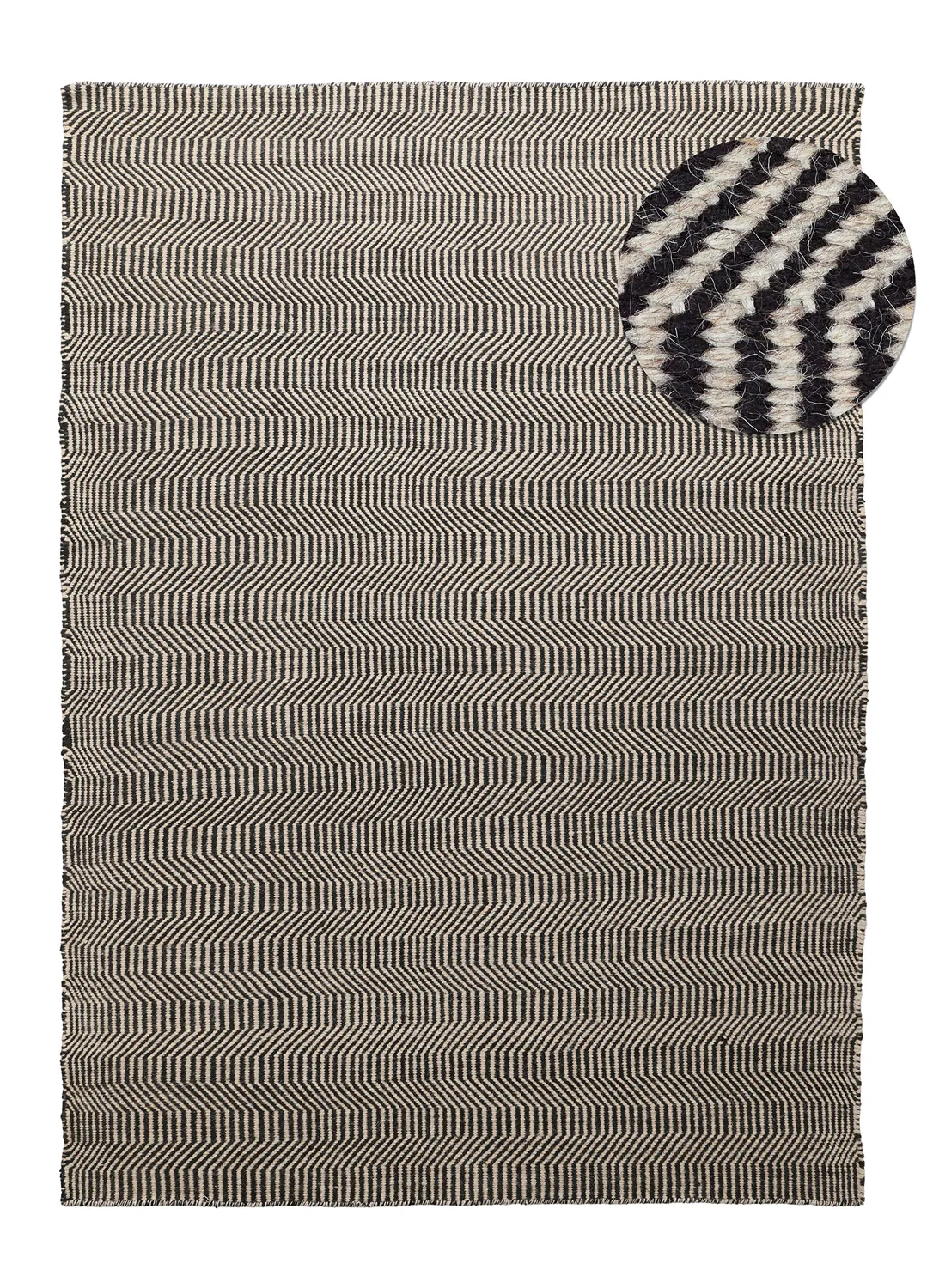 Wollen-vloerkleed - Larkana (beige/zwart)