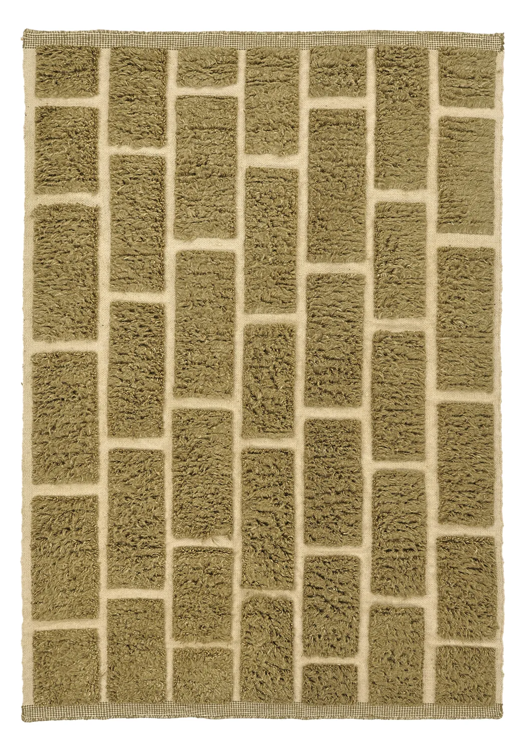 Hoogpolig vloerkleed - Leknes Hand Woven Wool Shaggy (groente)