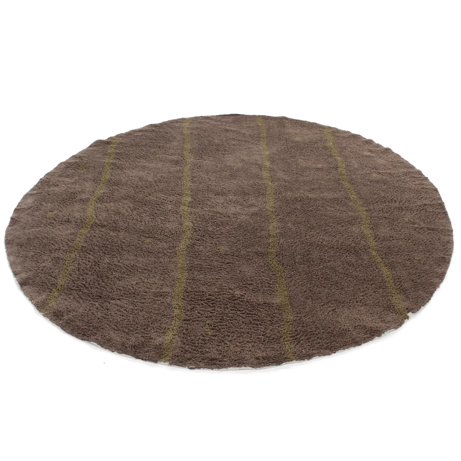 Rond vloerkleed - Leora Natural Cotton Shaggy (bruin/olijf)
