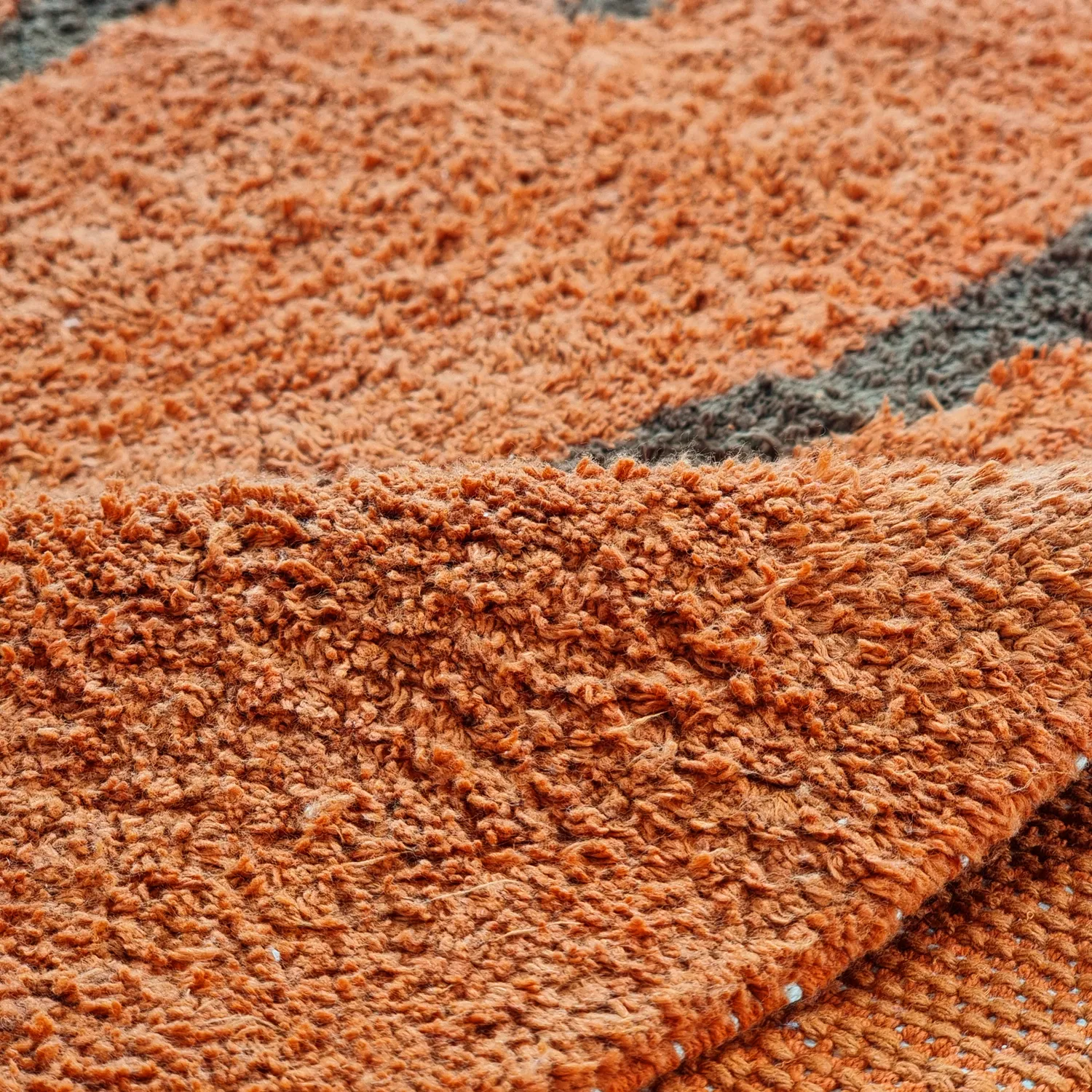 Hoogpolig vloerkleed - Leora Natural Cotton Shaggy (oranje/bruin)