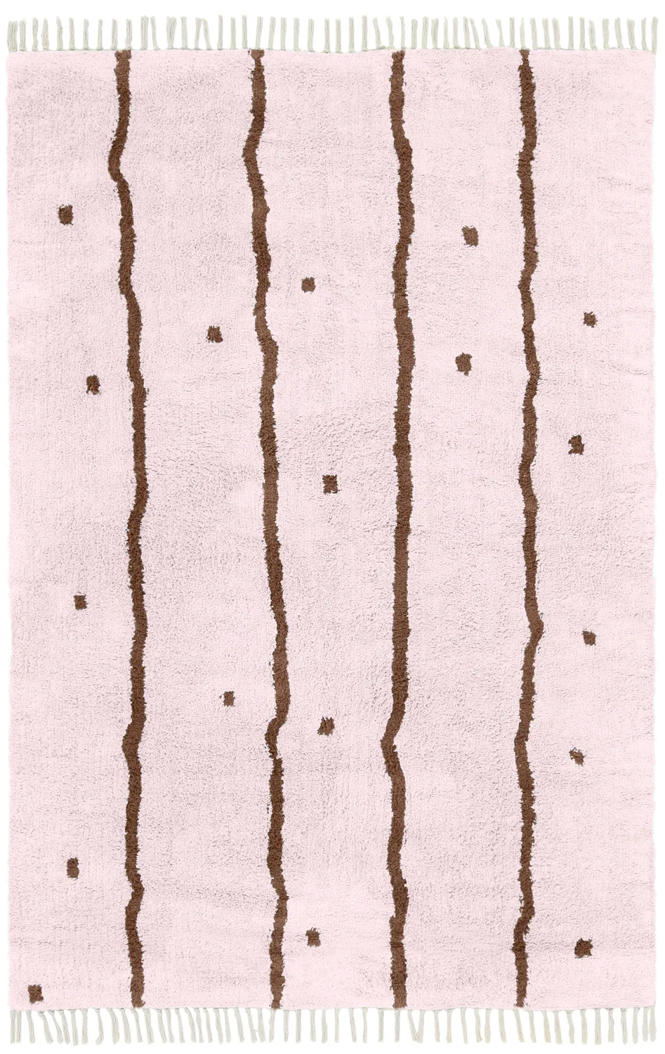 Hoogpolig vloerkleed - Leora Natural Cotton Shaggy (roze/bruin)