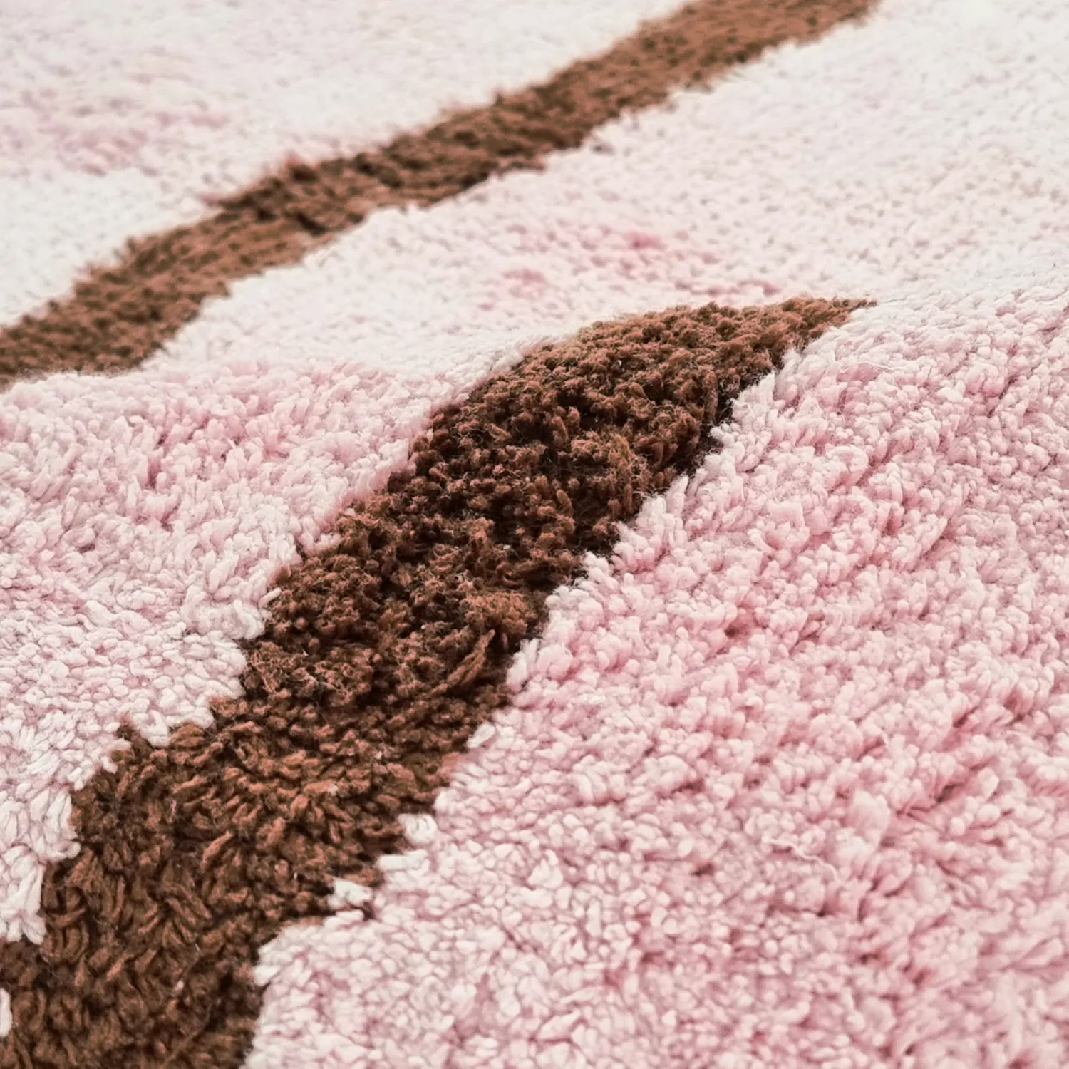 Hoogpolig vloerkleed - Leora Natural Cotton Shaggy (roze/bruin)