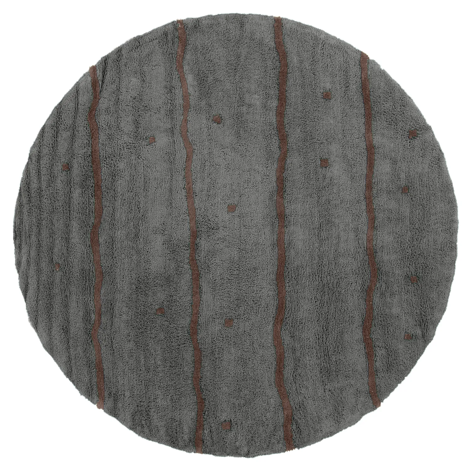 Rond vloerkleed - Leora Natural Cotton Shaggy (zwart/bruin)