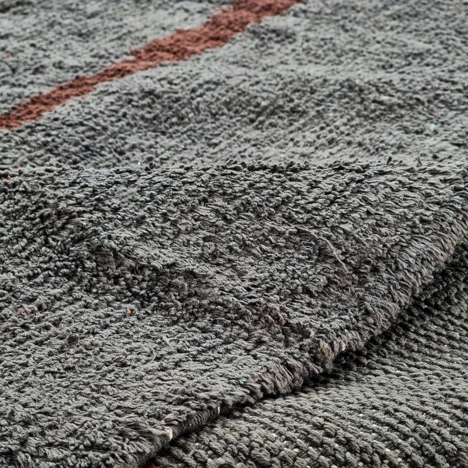 Rond vloerkleed - Leora Natural Cotton Shaggy (zwart/bruin)