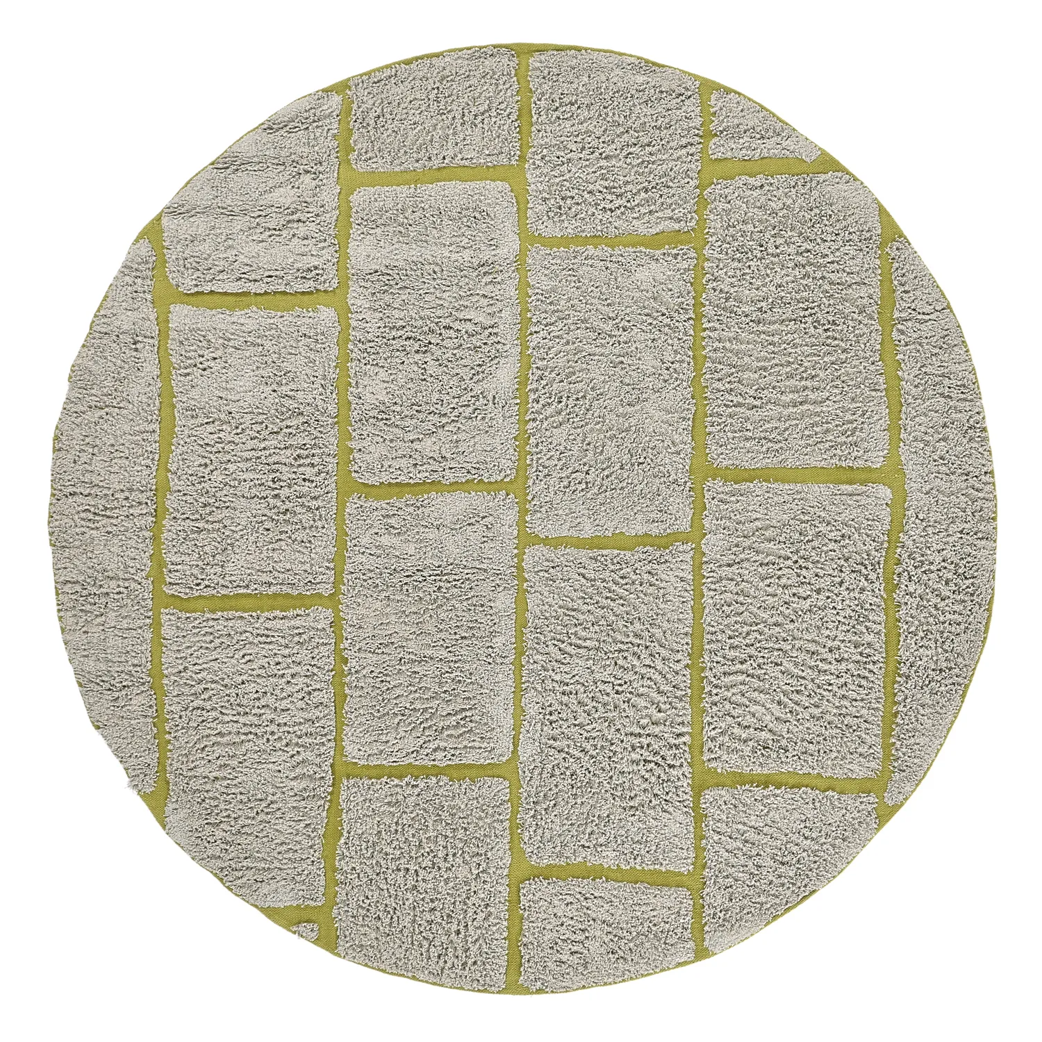 Ronde vloerkleden - Lindley Natural Cotton Shaggy (grijs/groen)