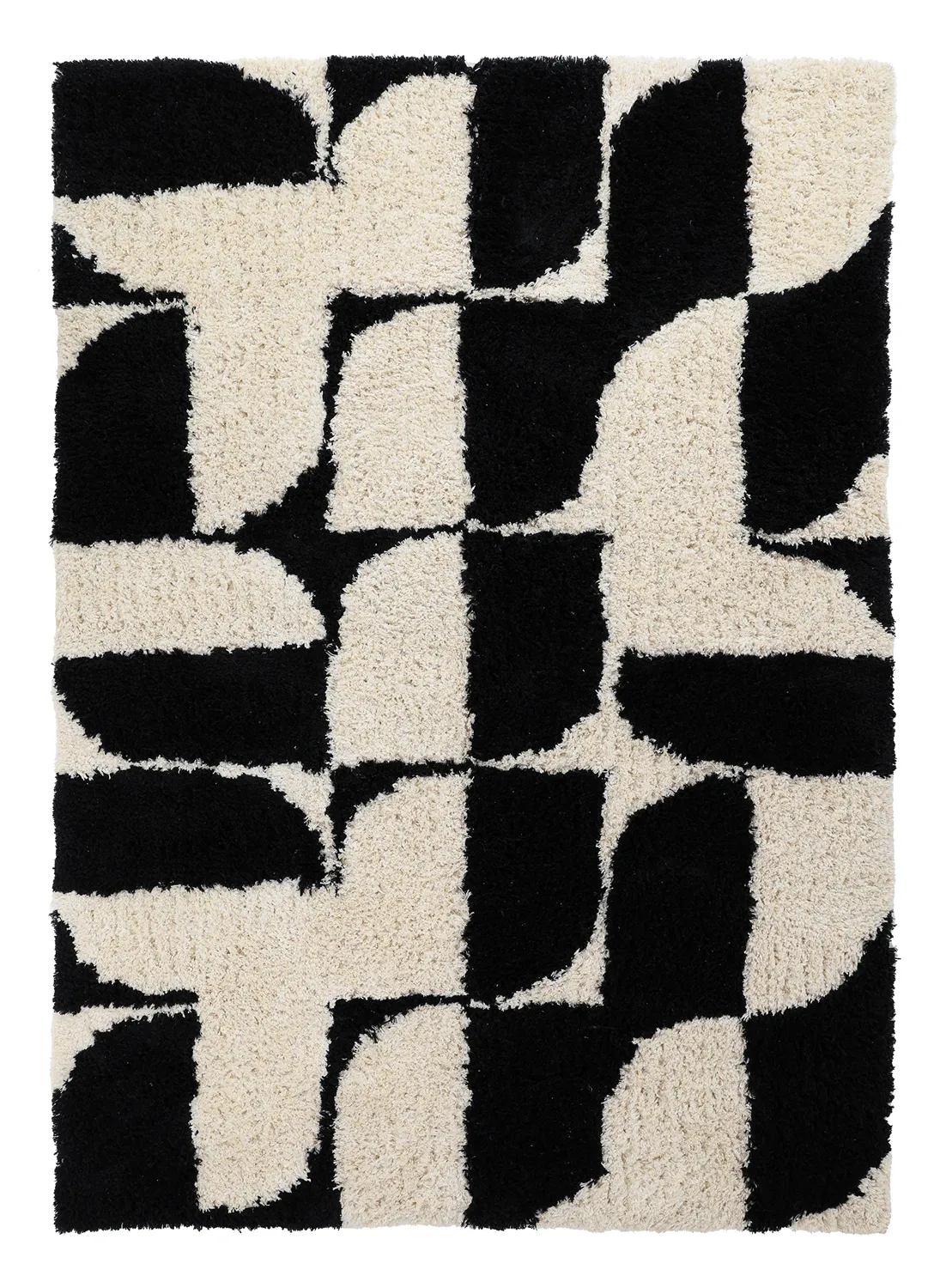 Hoogpolig vloerkleed - Marvao Natural Cotton Shaggy (off-white/zwart)