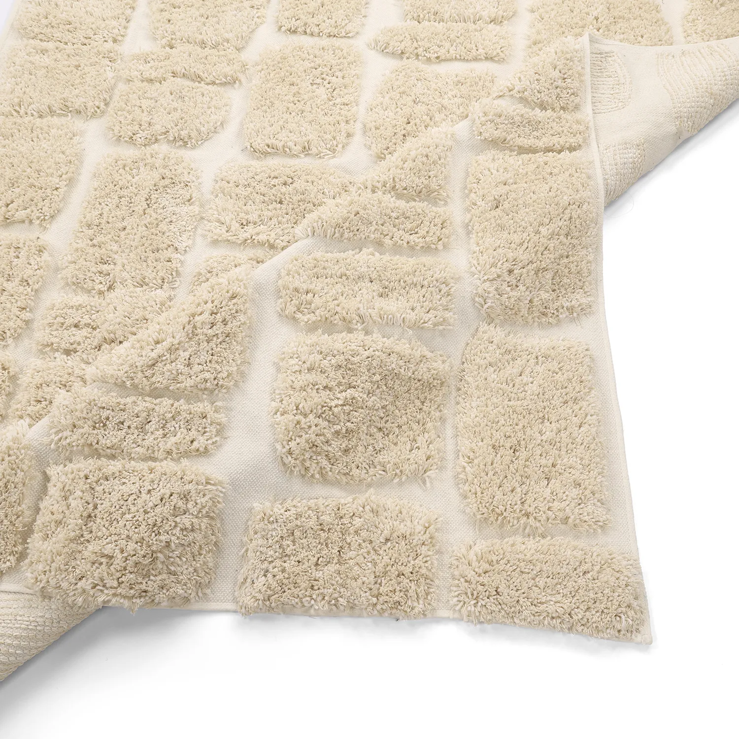 Hoogpolig vloerkleed - Otranto Natural Cotton Shaggy (gebroken wit)