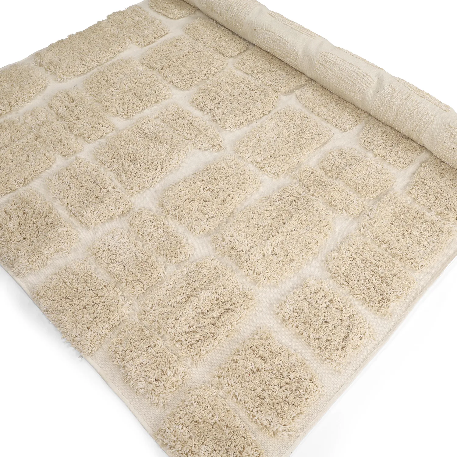 Hoogpolig vloerkleed - Otranto Natural Cotton Shaggy (gebroken wit)