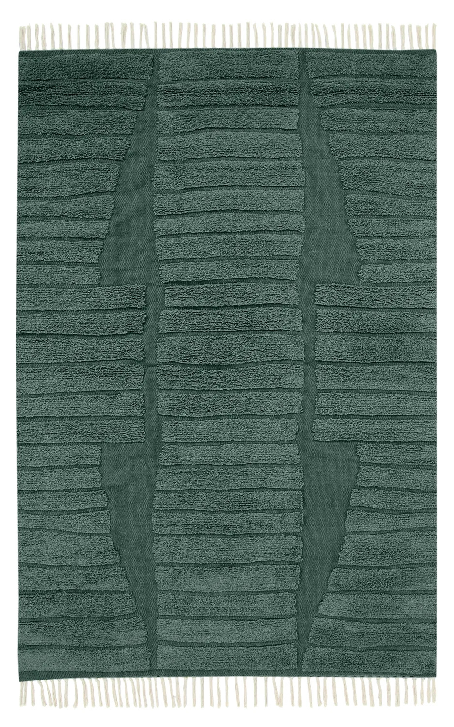 Hoogpolig vloerkleed - Rani Natural Cotton Shaggy (groente)