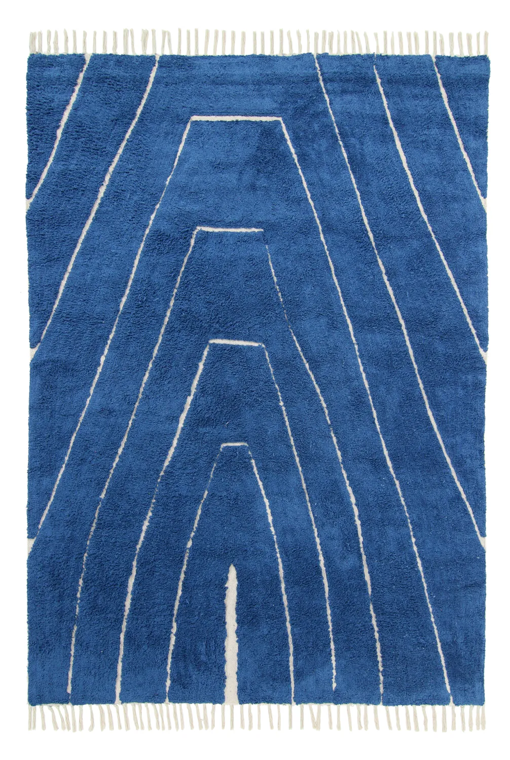 Hoogpolig vloerkleed - Sivia Natural Cotton Shaggy (blauw)