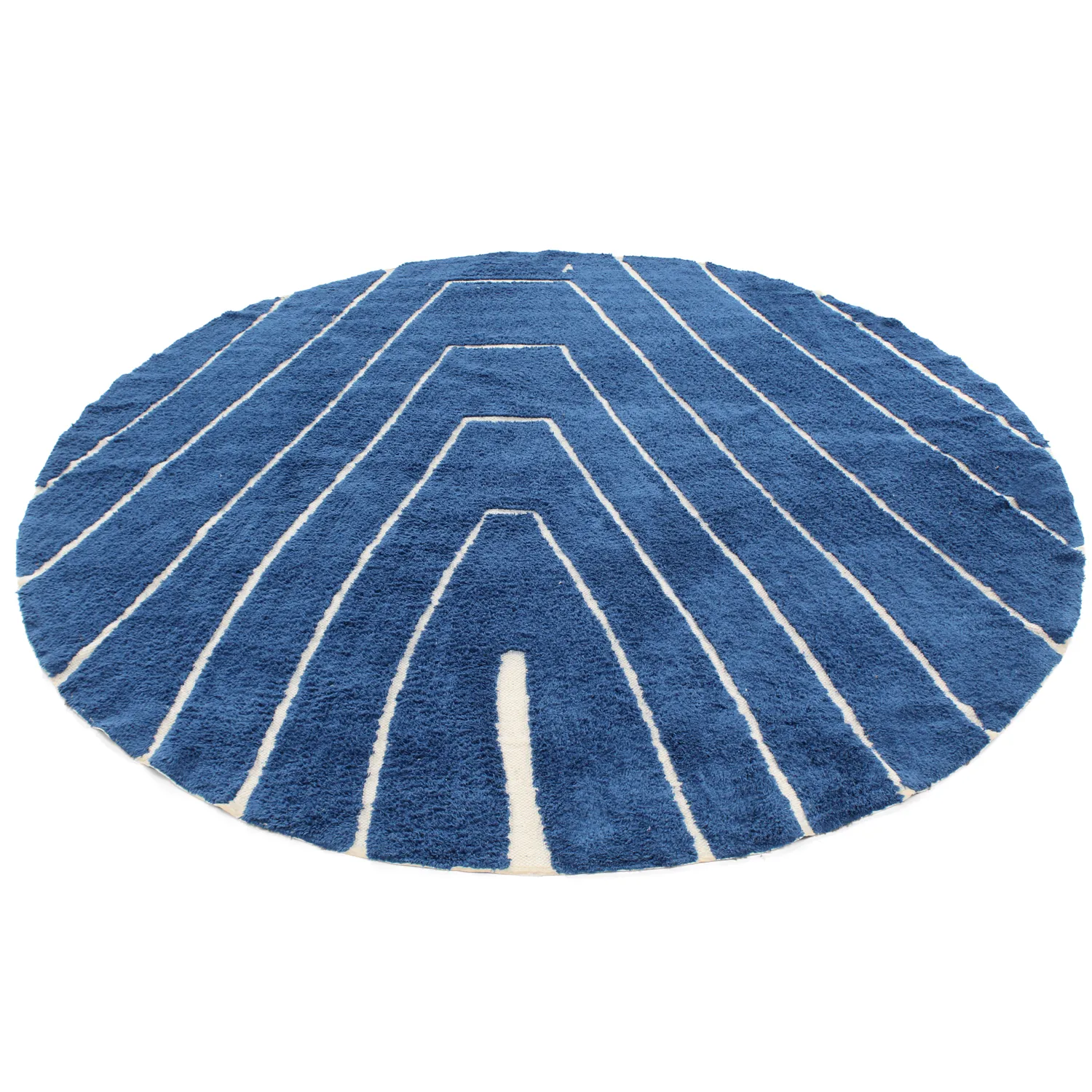 Rond vloerkleed - Sivia Natural Cotton Shaggy (blauw)