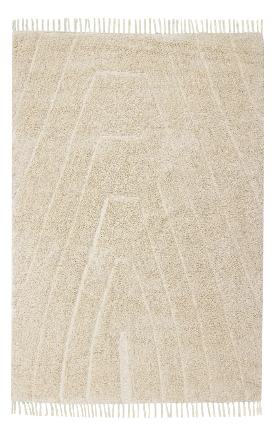 Hoogpolig vloerkleed - Sivia Natural Cotton Shaggy (beige)