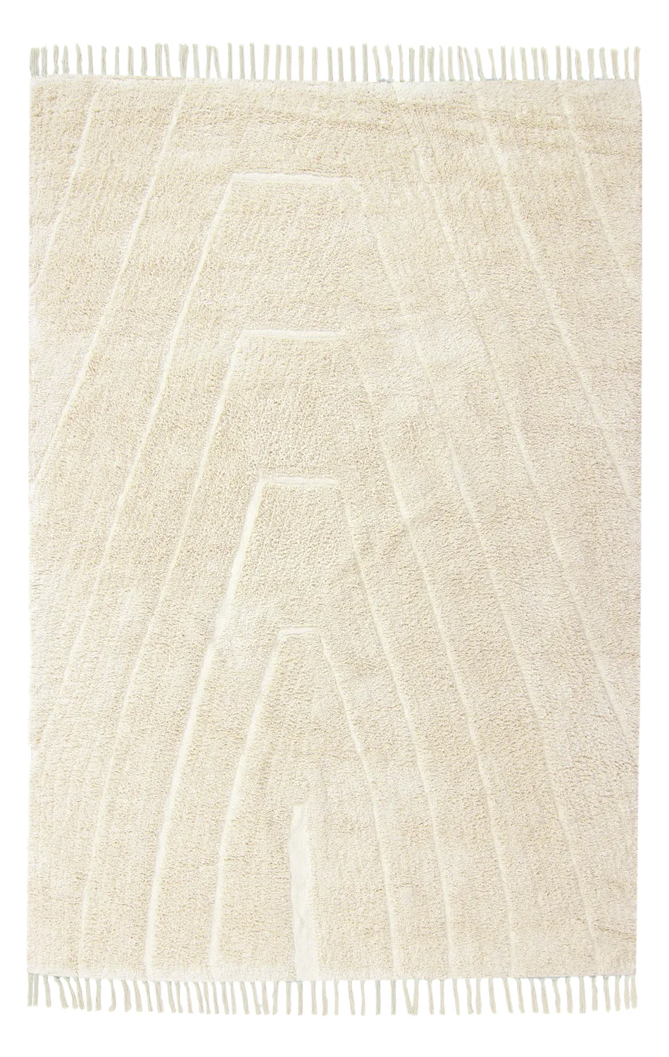 Hoogpolig vloerkleed - Sivia Natural Cotton Shaggy (gebroken wit)