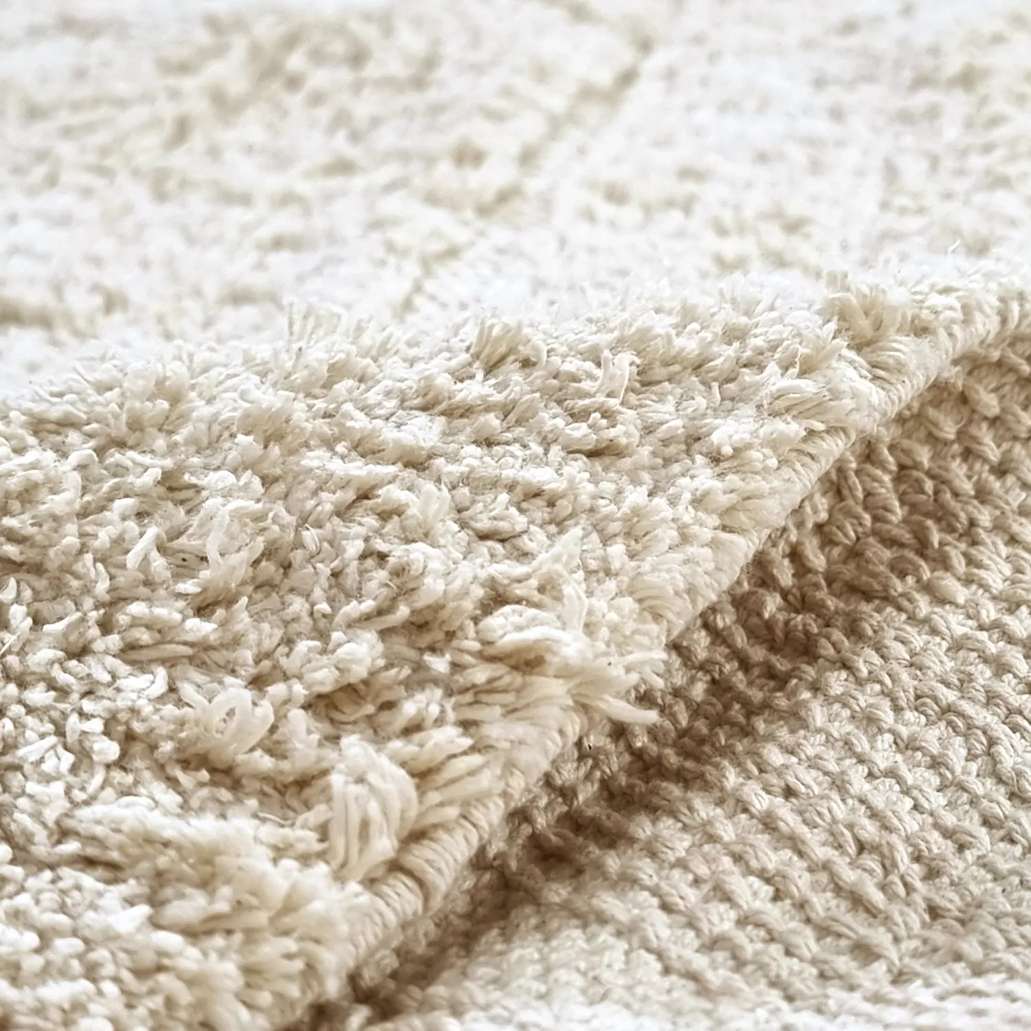 Hoogpolig vloerkleed - Sivia Natural Cotton Shaggy (gebroken wit)