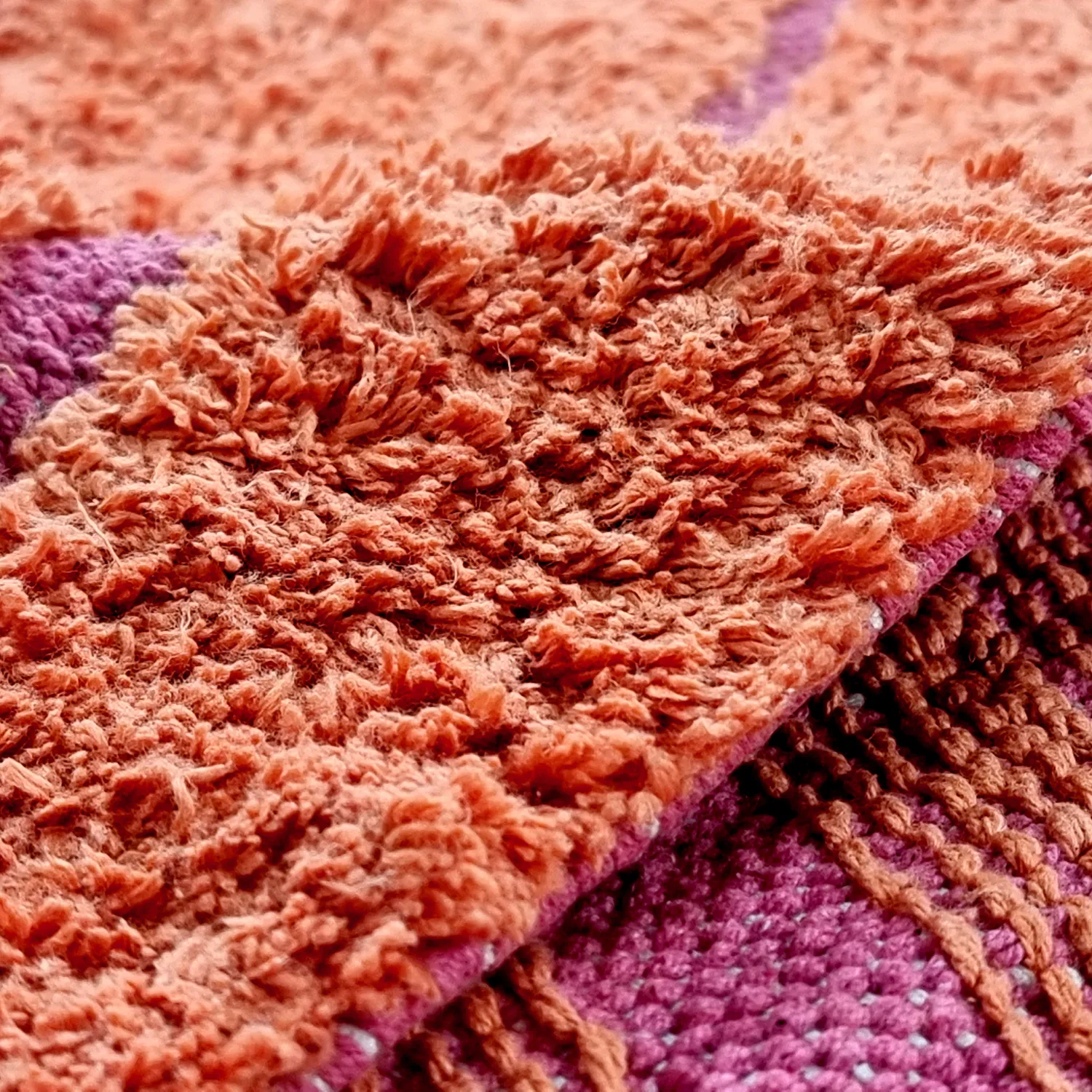 Hoogpolig vloerkleed - Sivia Natural Cotton Shaggy (rood/oranje)