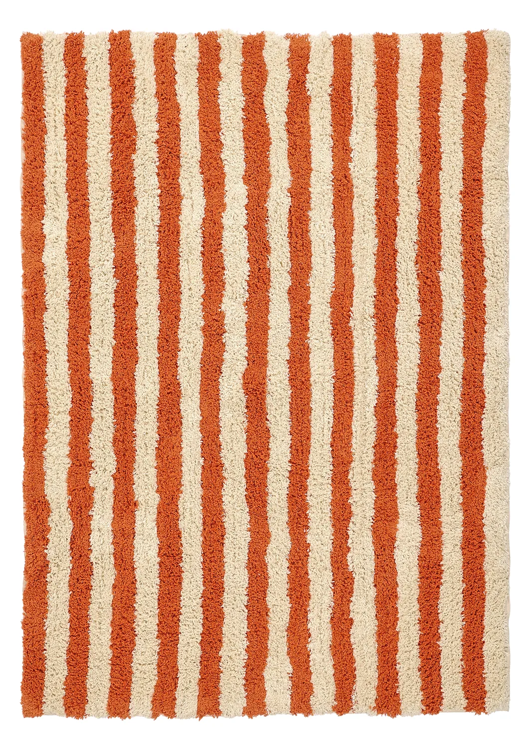 Hoogpolig vloerkleed - Thira Stripe Cotton Shaggy (lichtgeel/lichtoranje)
