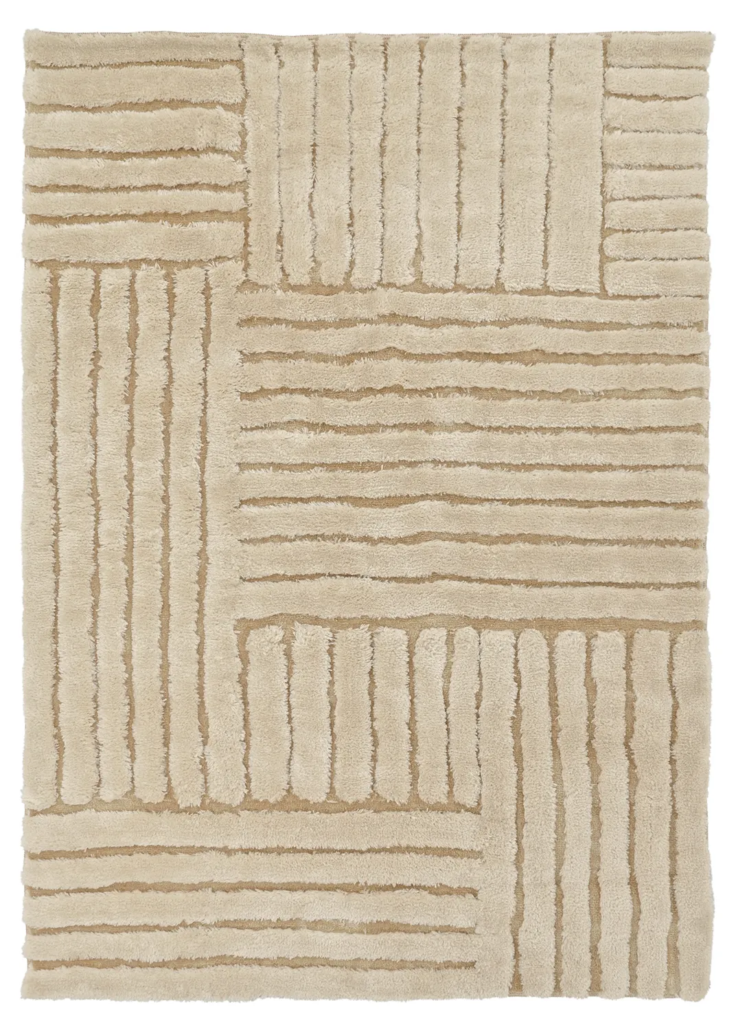 Hoogpolig vloerkleed - Tyros (beige/crème)
