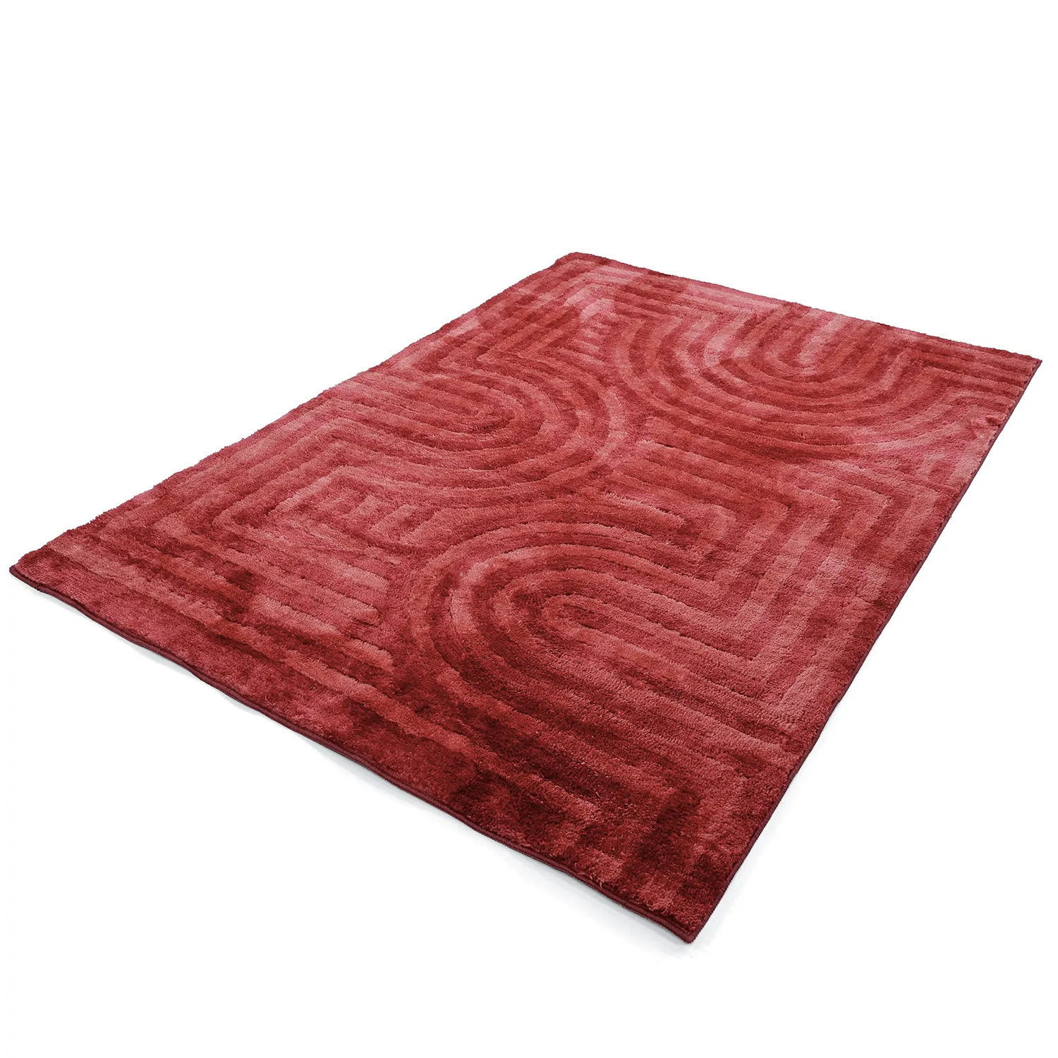 Hoogpolig vloerkleed - Volos (rood/roze)