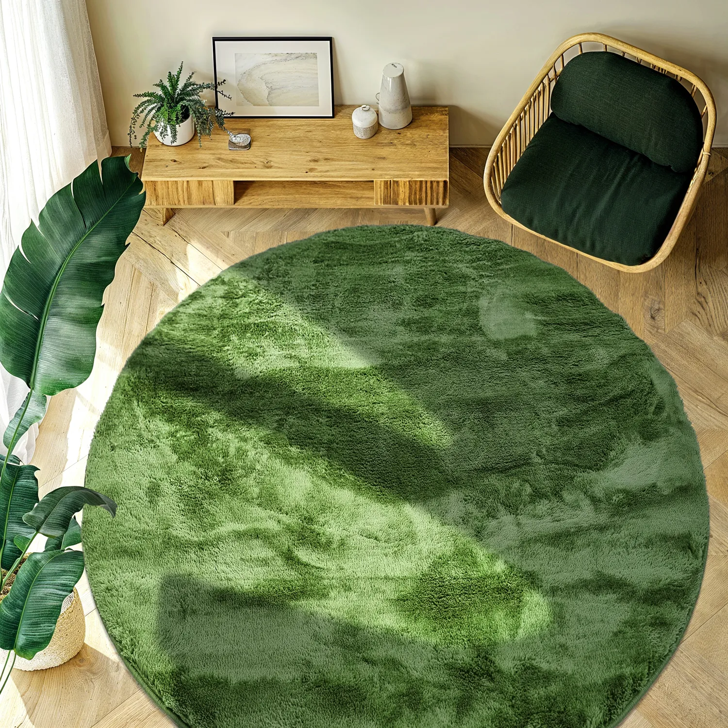 Ronde vloerkleden - Aranga Super Soft Fur (olijfgroen)