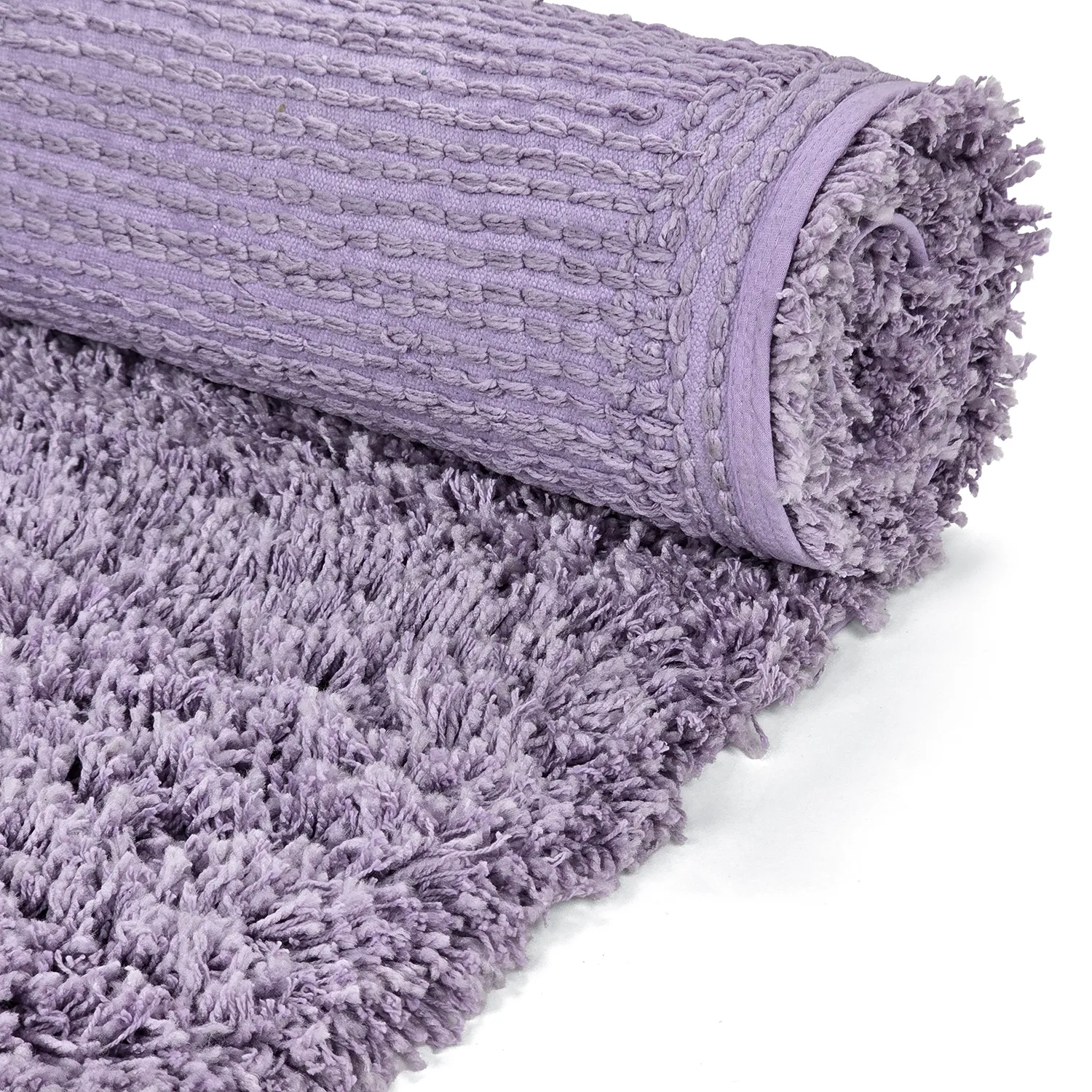 Hoogpolig vloerkleed - Combarro Solid Cotton Shaggy (licht paars)
