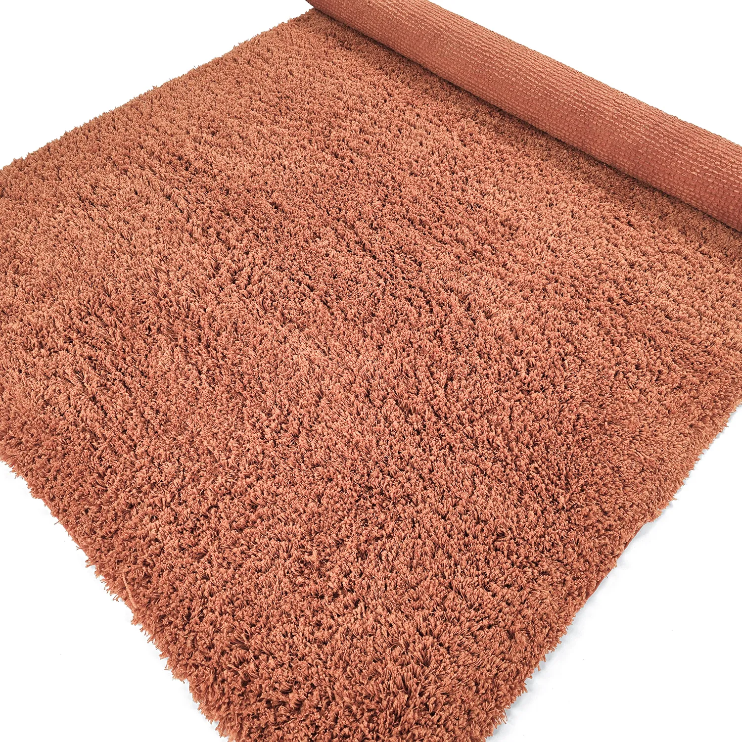 Hoogpolig vloerkleed - Combarro Solid Cotton Shaggy (lichtoranje)