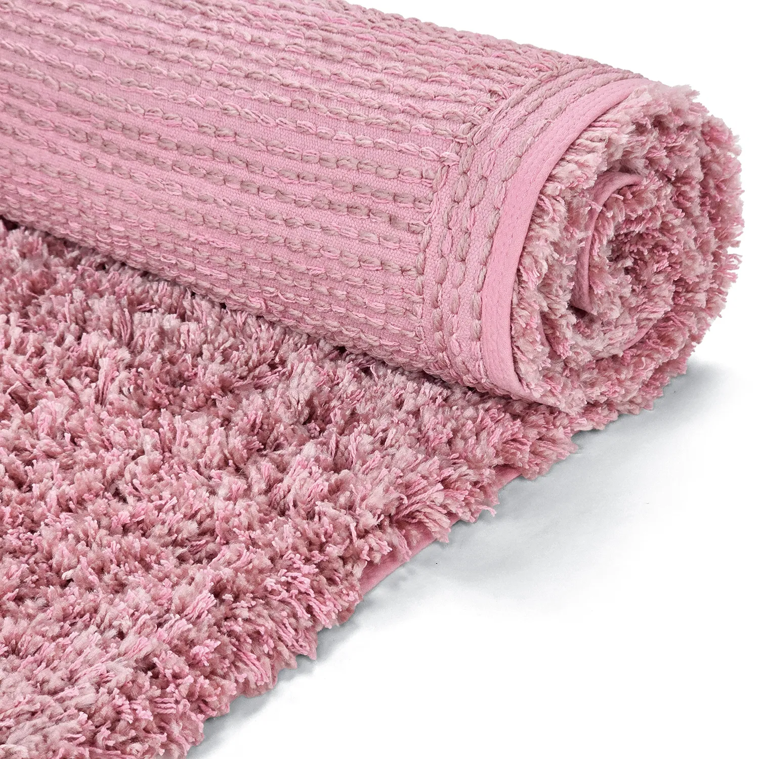 Hoogpolig vloerkleed - Combarro Solid Cotton Shaggy (lichtroze)