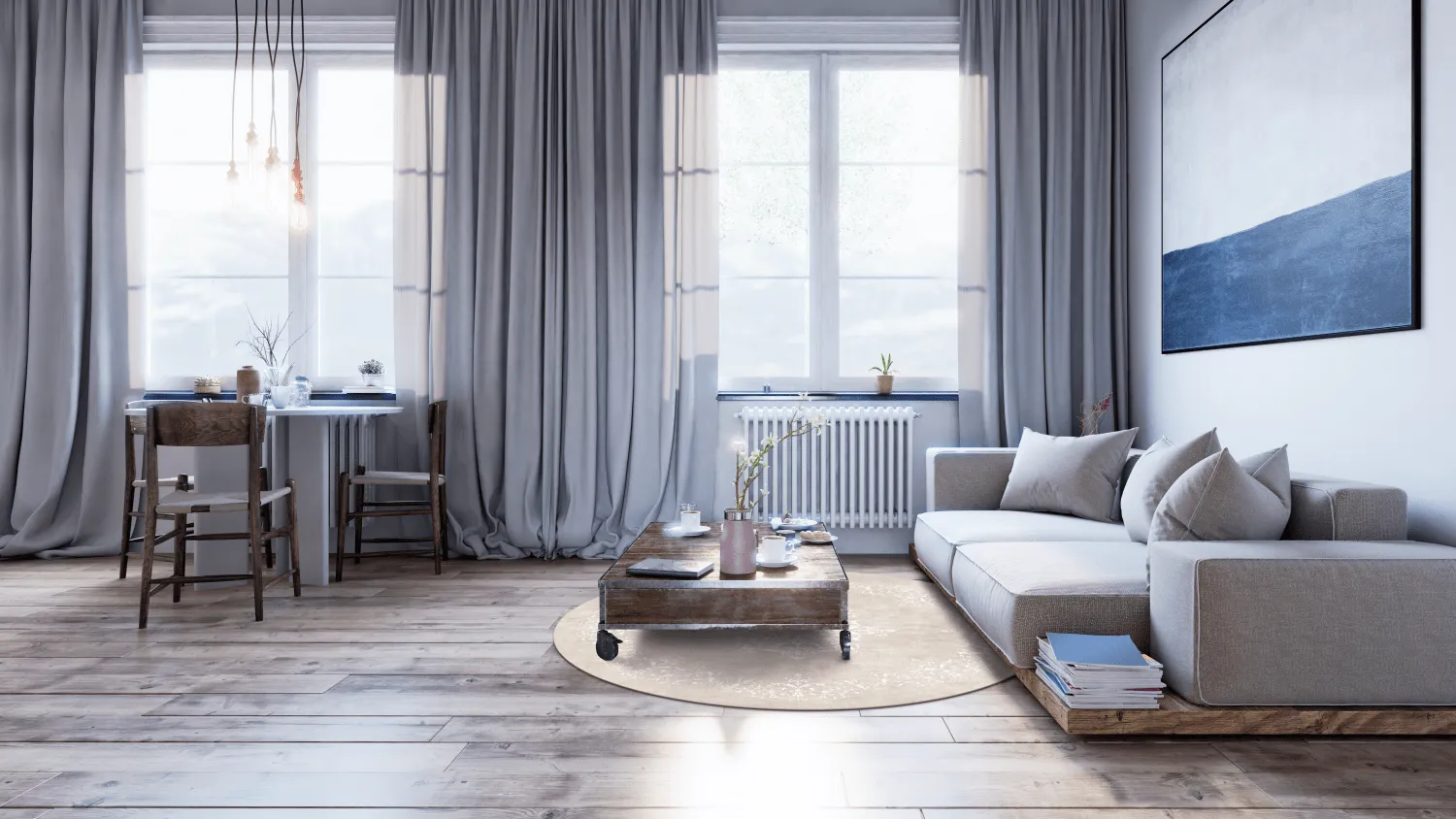 Rond vloerkleed - Santi (beige/wit)
